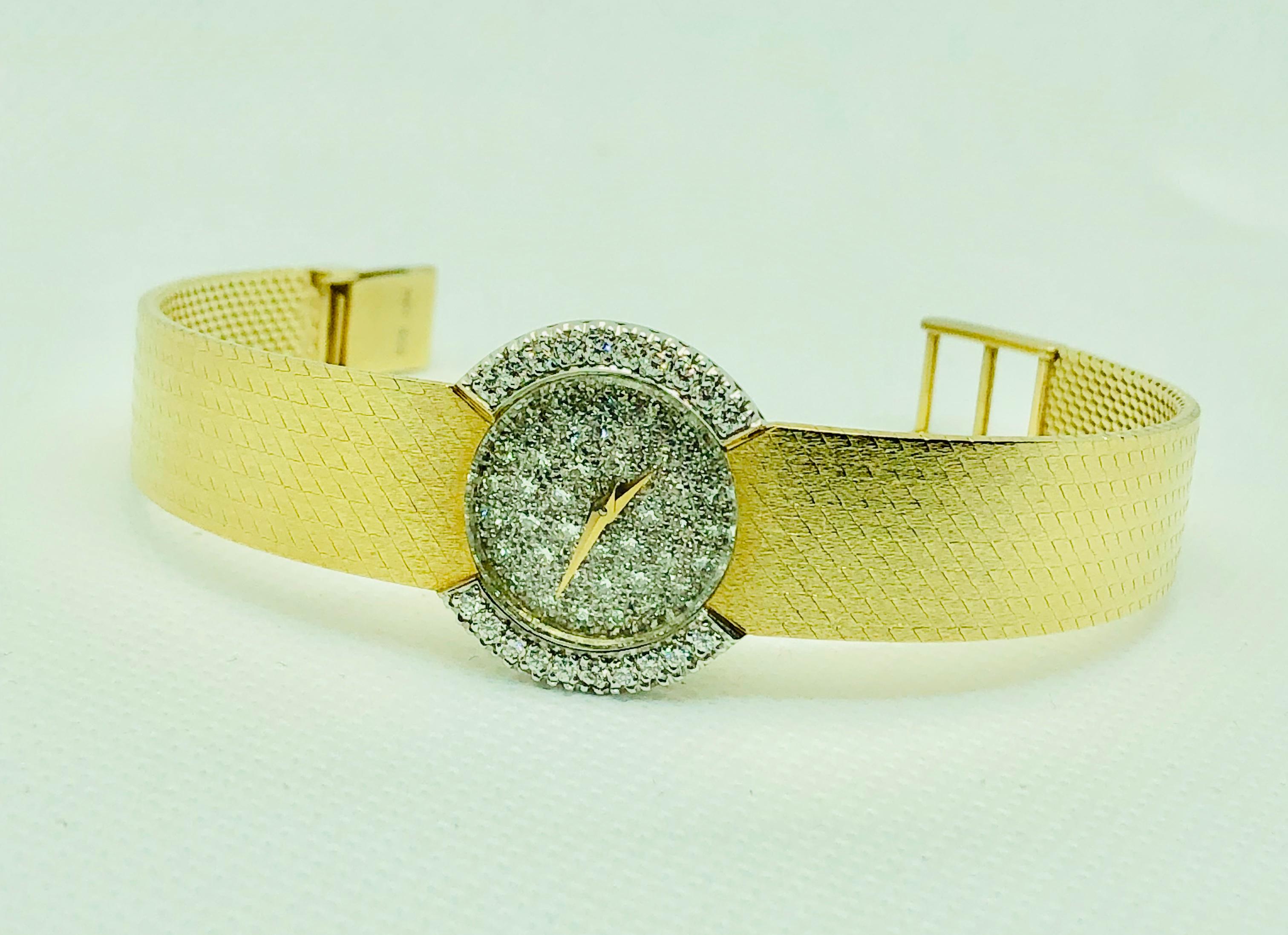 Baume & Mercier 14 Karat Yellow Gold and Diamond Vintage Ladies Watch In Excellent Condition In Birmingham, AL