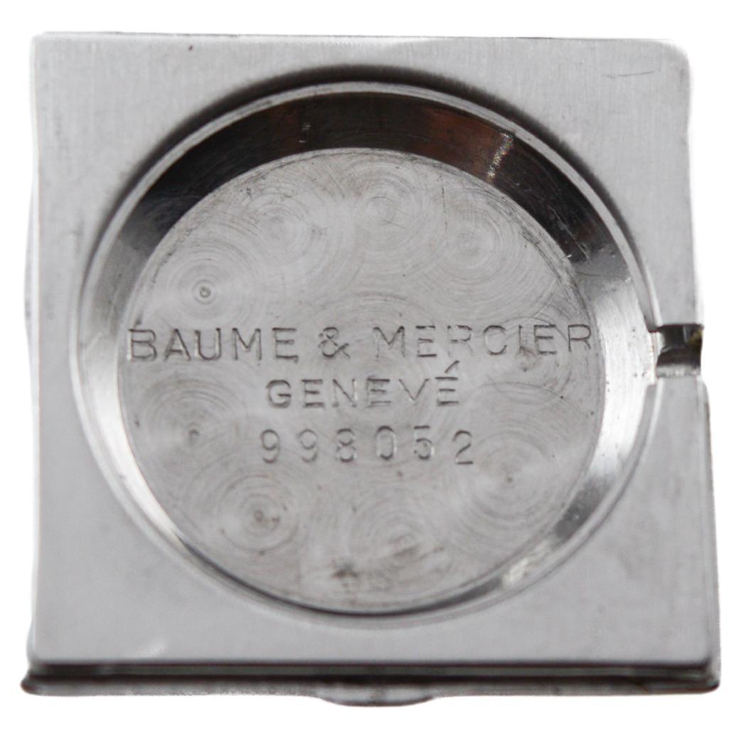 Baume Mercier 14 carats Montre habillée en or blanc massif avec accents de diamants en vente 8