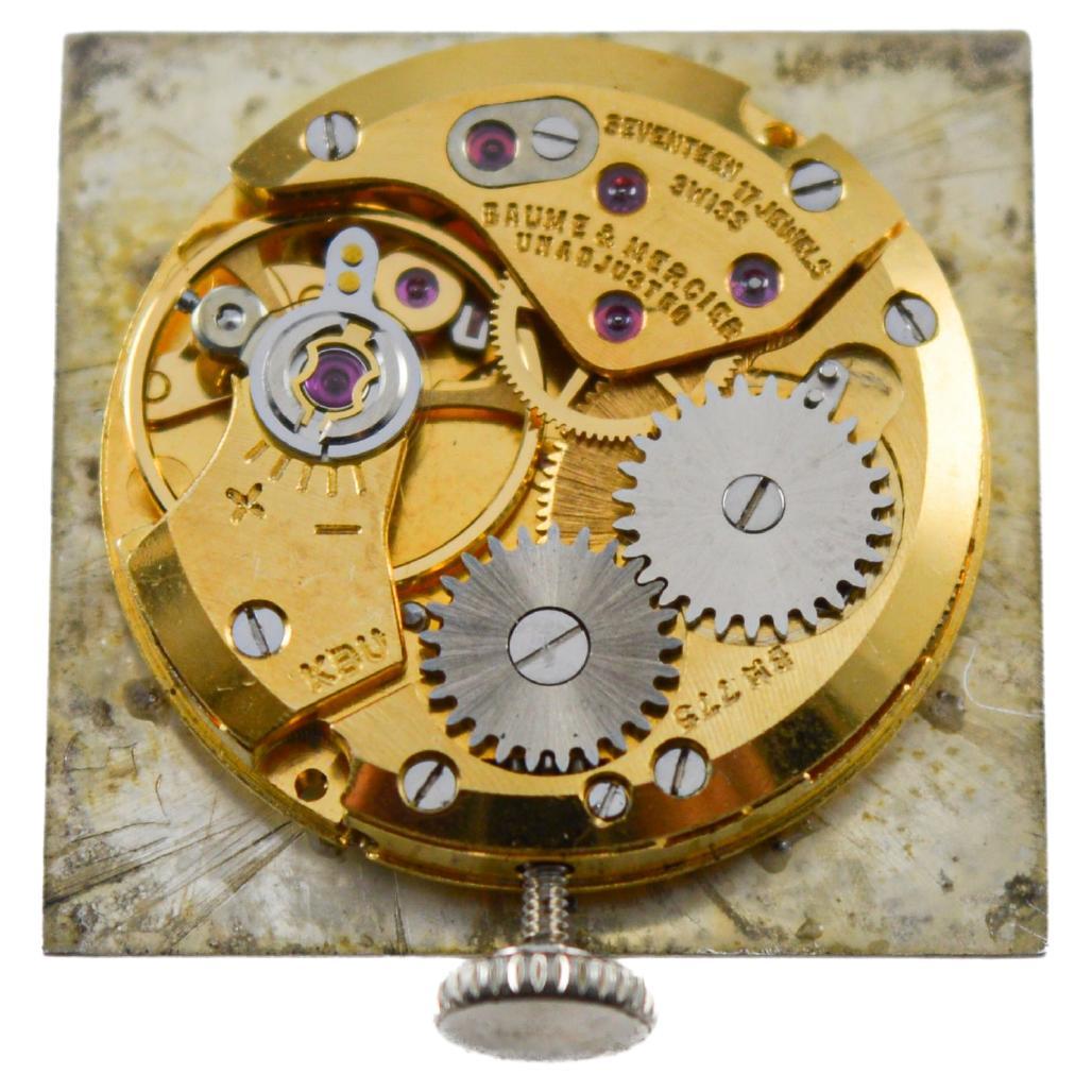 Baume Mercier 14 carats Montre habillée en or blanc massif avec accents de diamants en vente 9