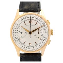Baume & Mercier, chronographe vintage en or 18 carats, 30 pouces, service WEMPE