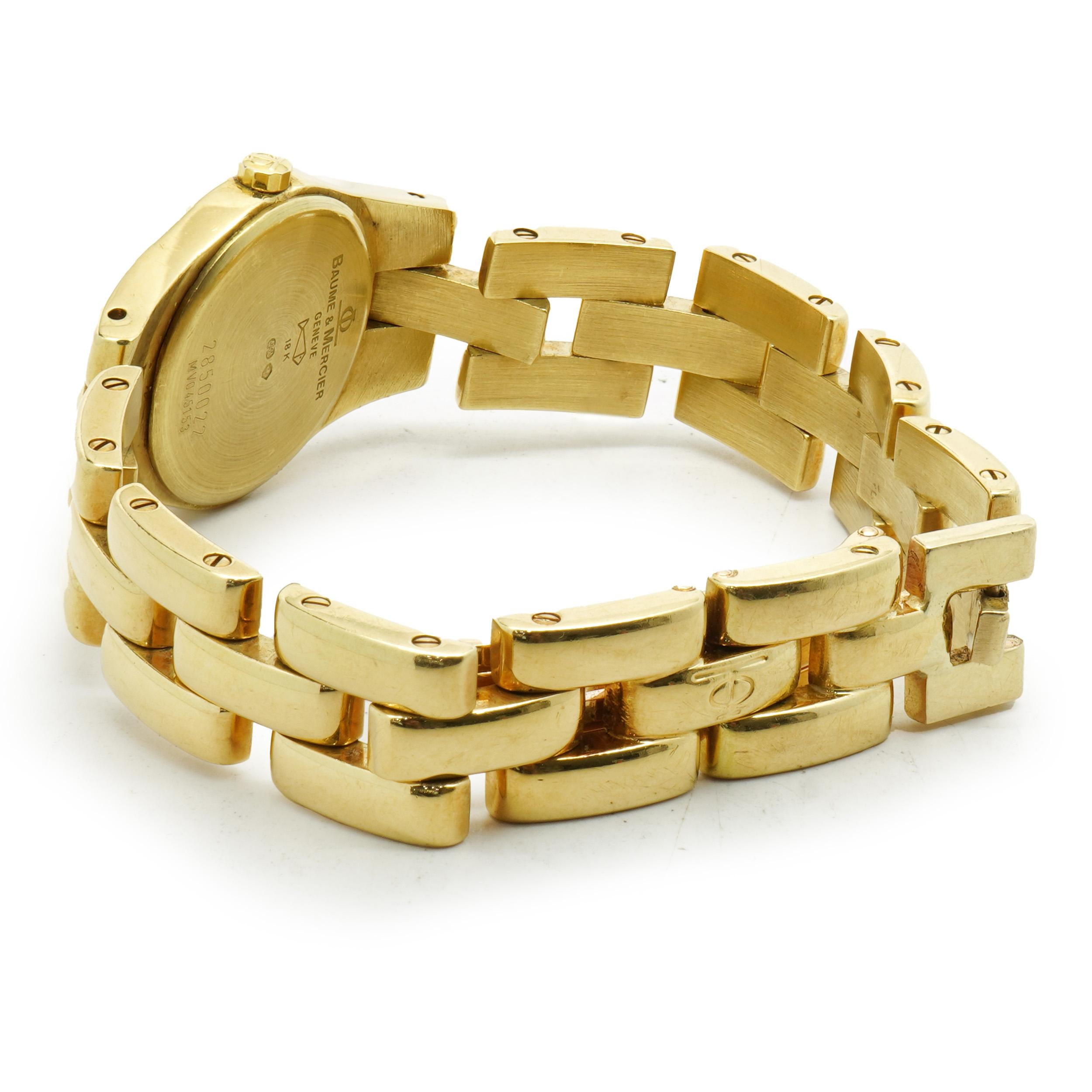Round Cut Baume & Mercier 18 Karat Yellow Gold Diamond Linea