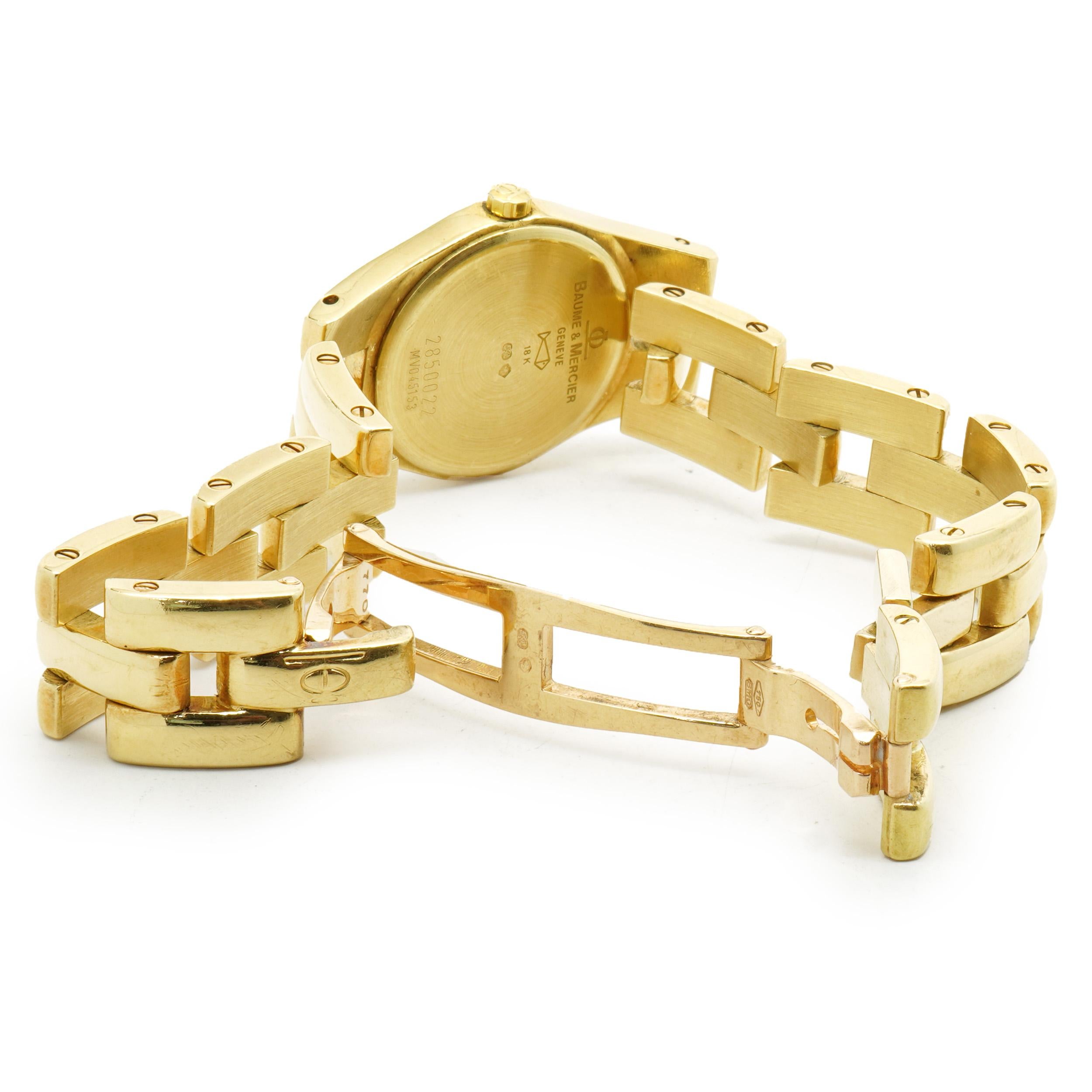 Baume & Mercier 18 Karat Yellow Gold Diamond Linea In Excellent Condition In Scottsdale, AZ