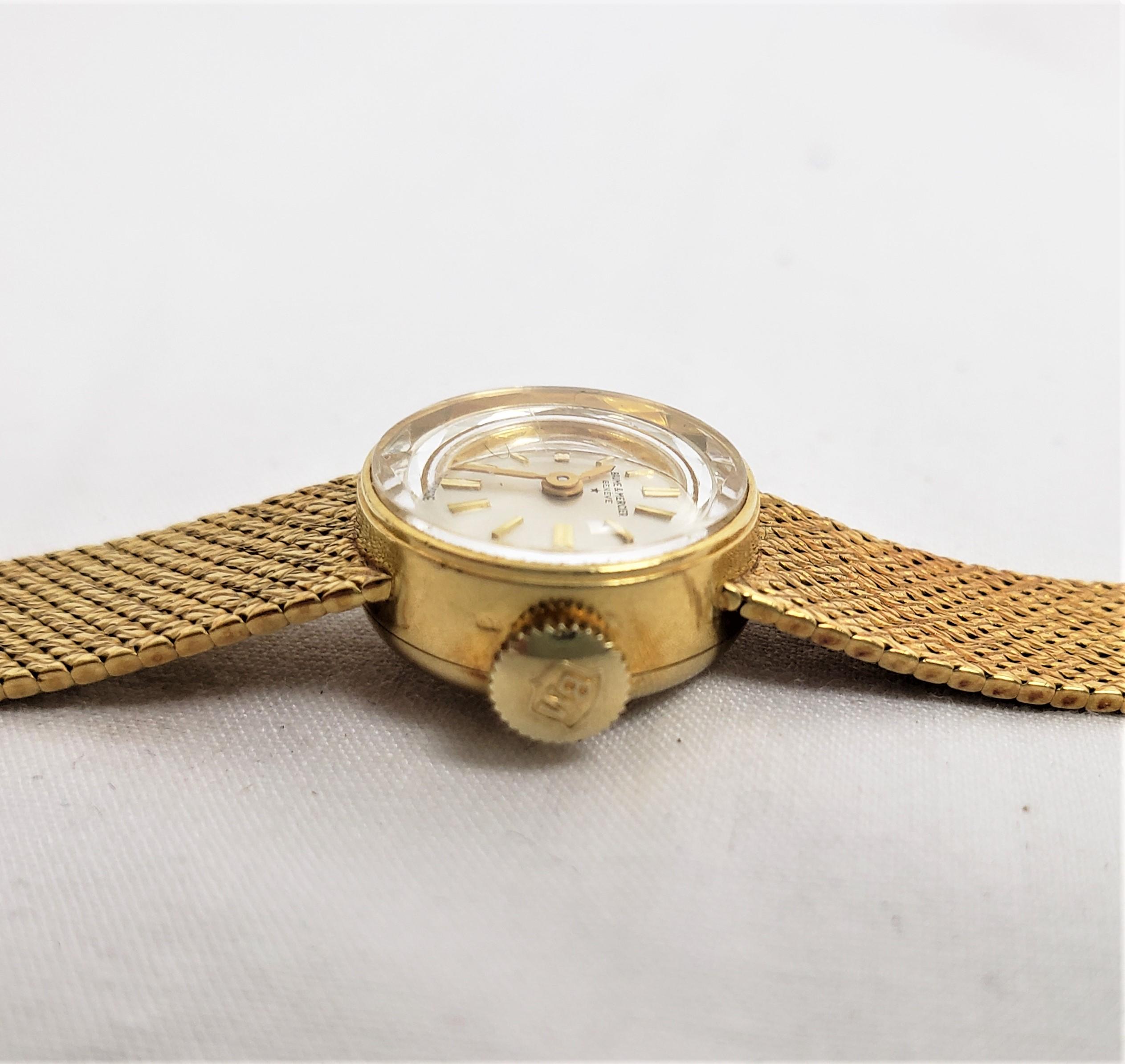 Baume Mercier 18 Karat Yellow Gold Ladies Wristwatch & Bracelet & Original Box For Sale 3