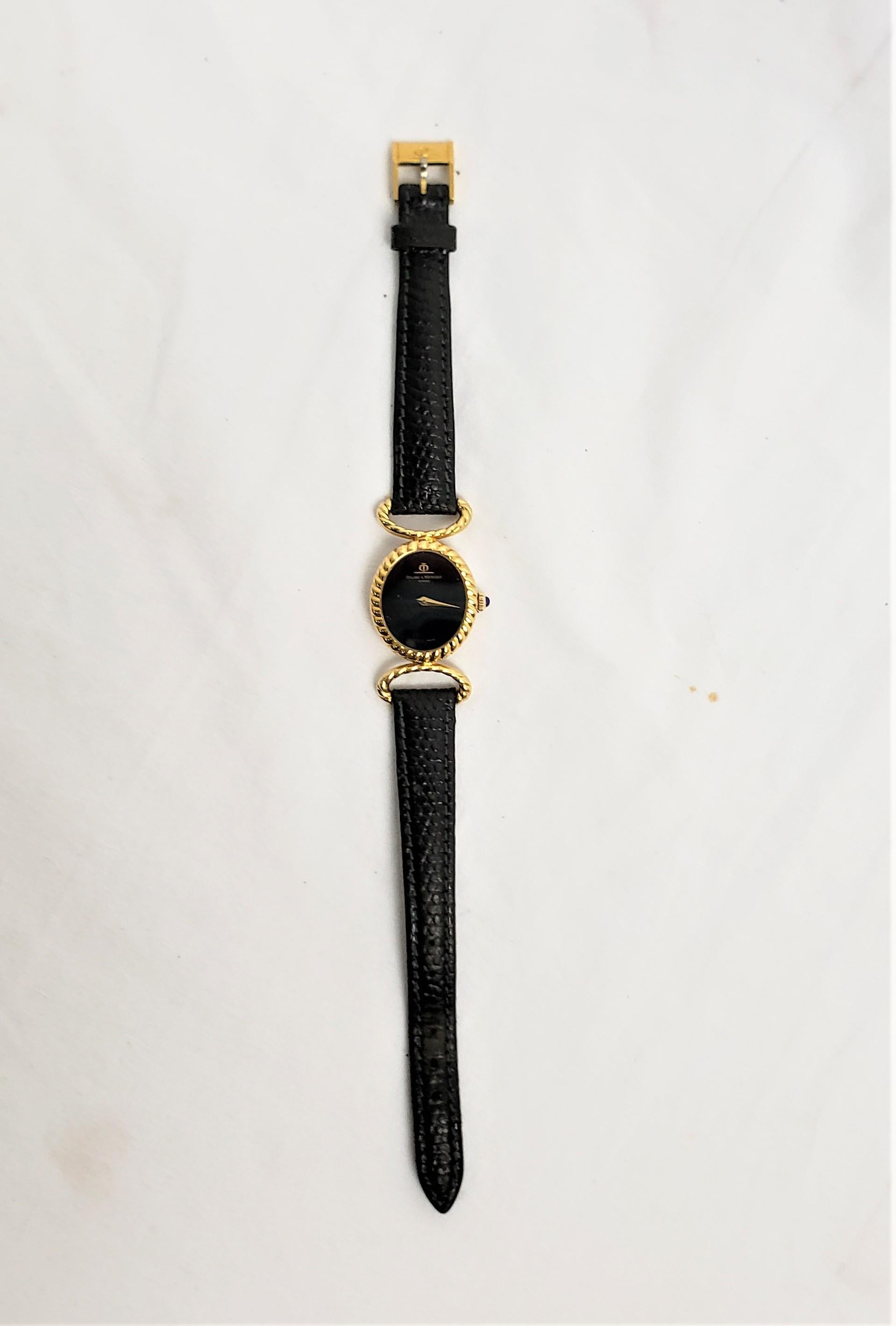 Machine-Made Baume Mercier 18 Karat Yellow Gold Ladies Wristwatch with Original Leather Band For Sale