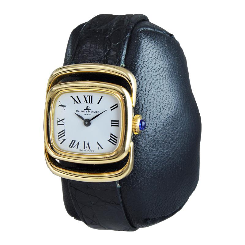 Baume Mercier: 18 Karat Gelbgold Midcentury-Uhr, einst im Besitz von Jerry Lewis (Modernistisch) im Angebot