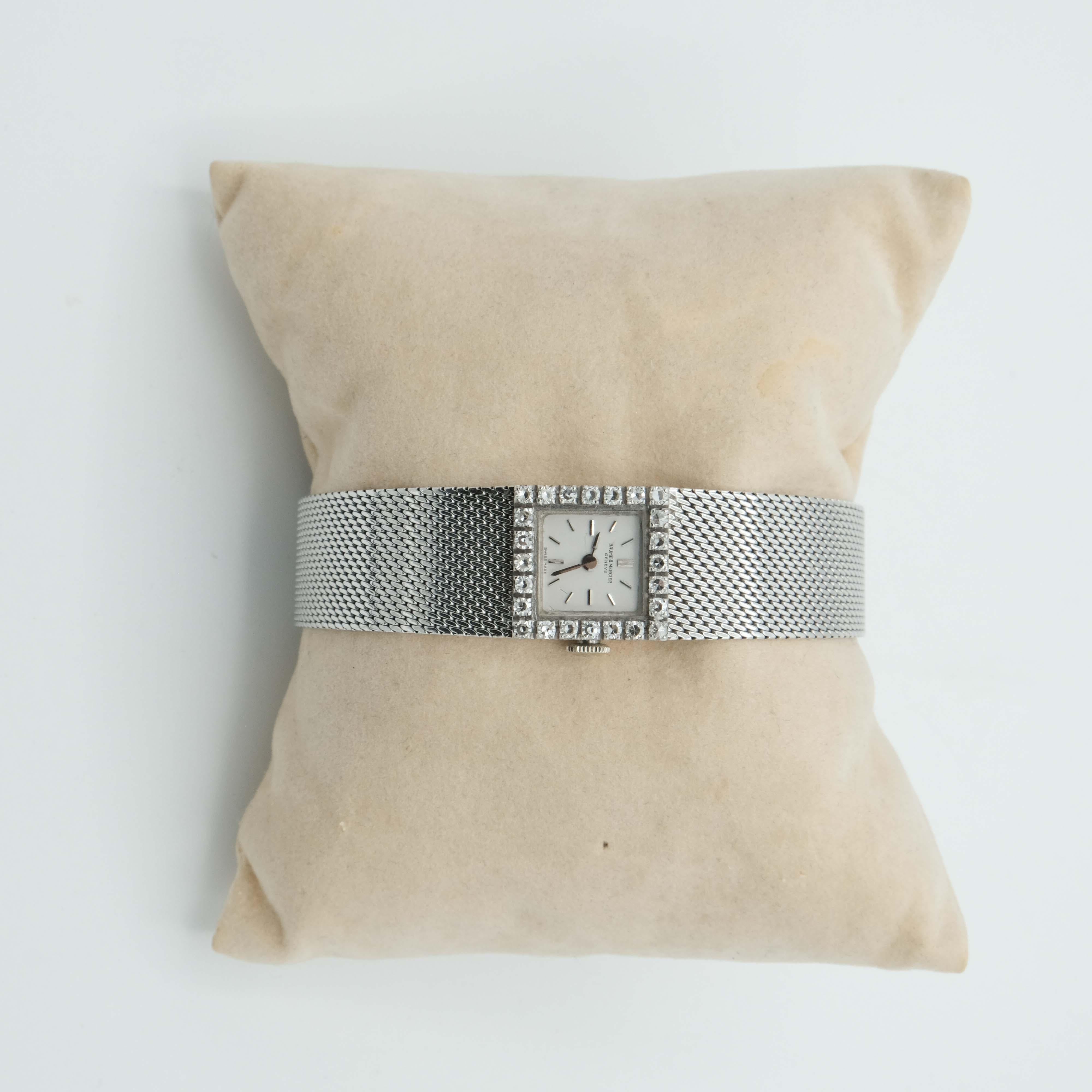 Post-War Baume & Mercier 18 Carat White Gold Ladies Quartz Watch