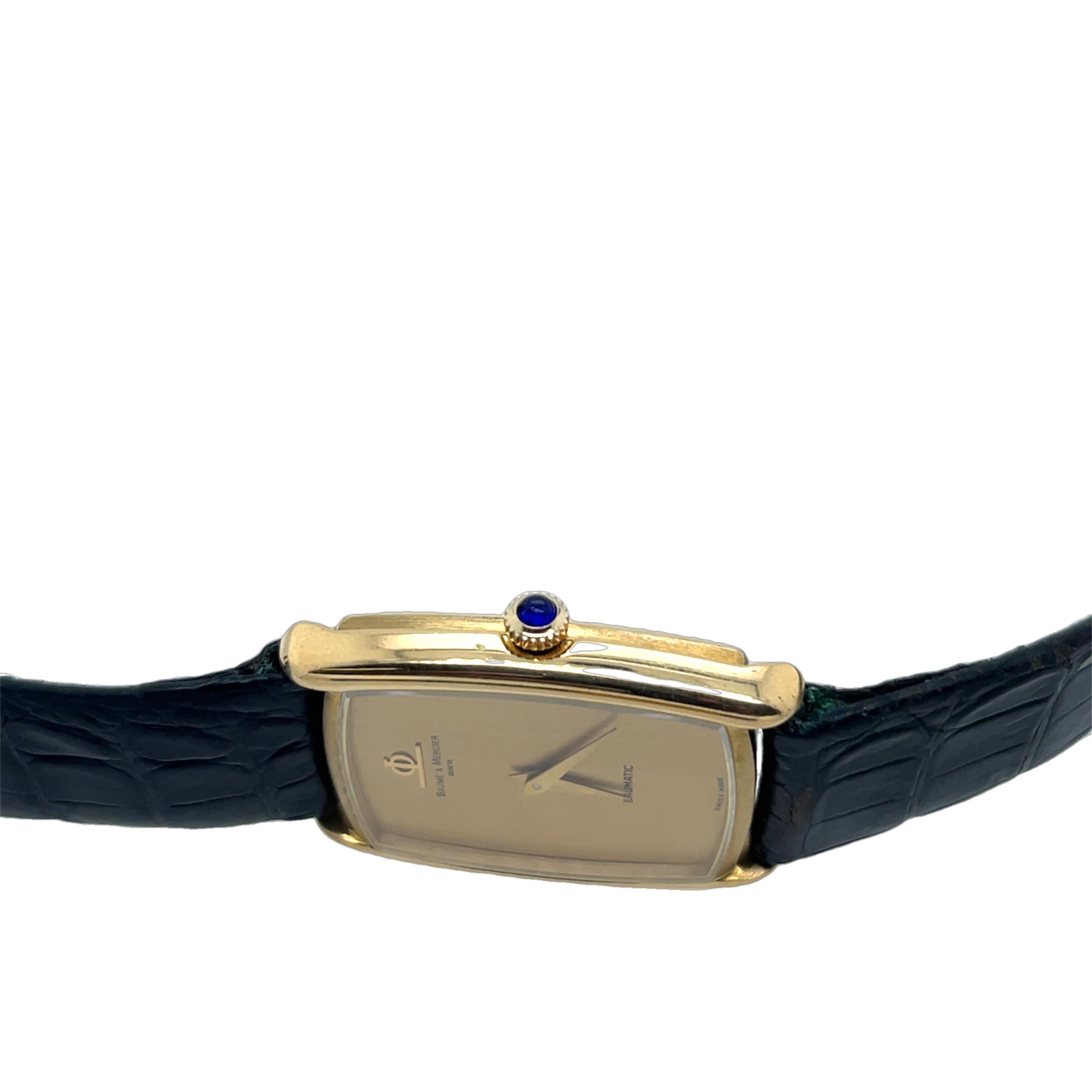 Women's or Men's Baume & Mercier 18ct Yellow Gold Baumatic Watch For Sale