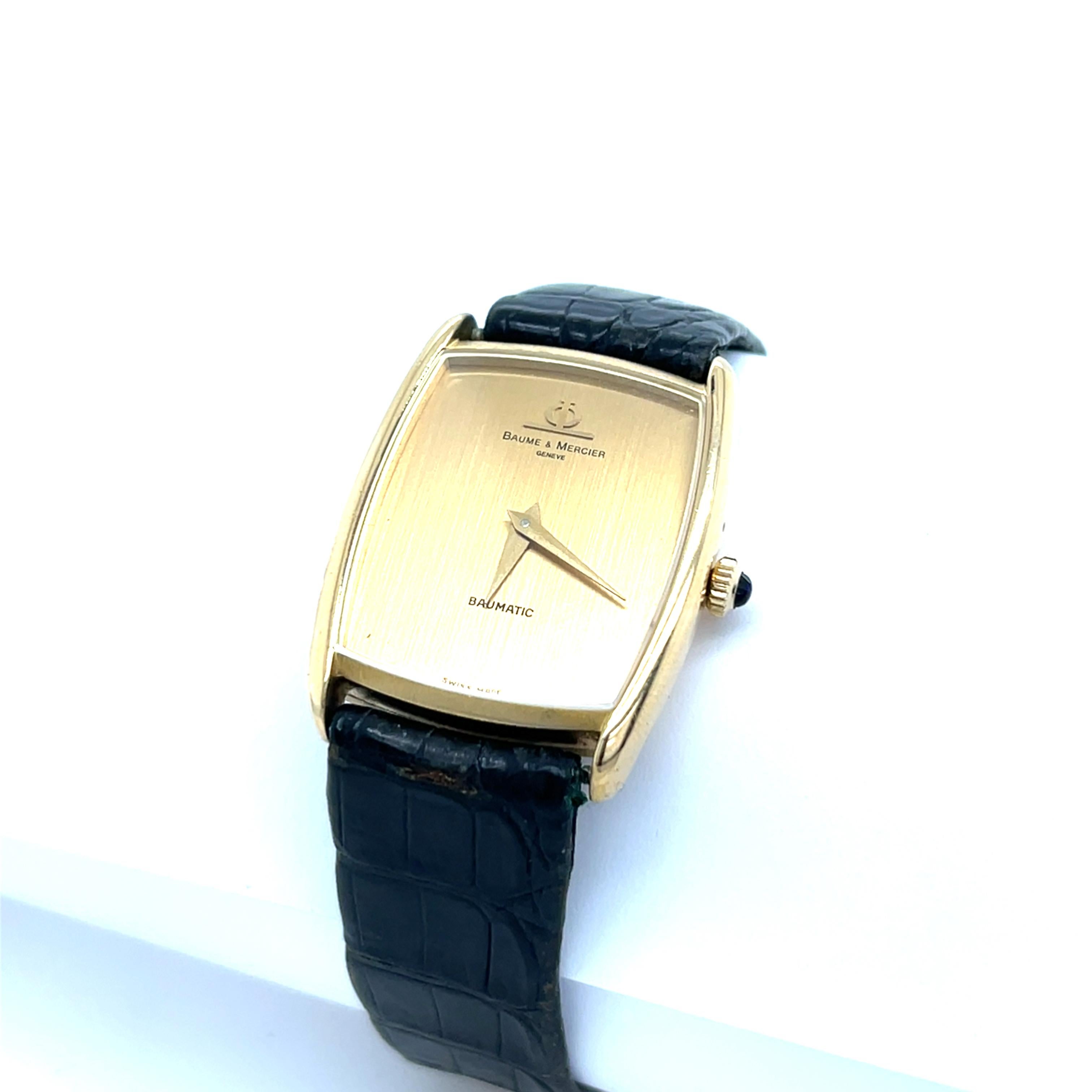 Baume & Mercier 18ct Yellow Gold Baumatic Watch For Sale 4