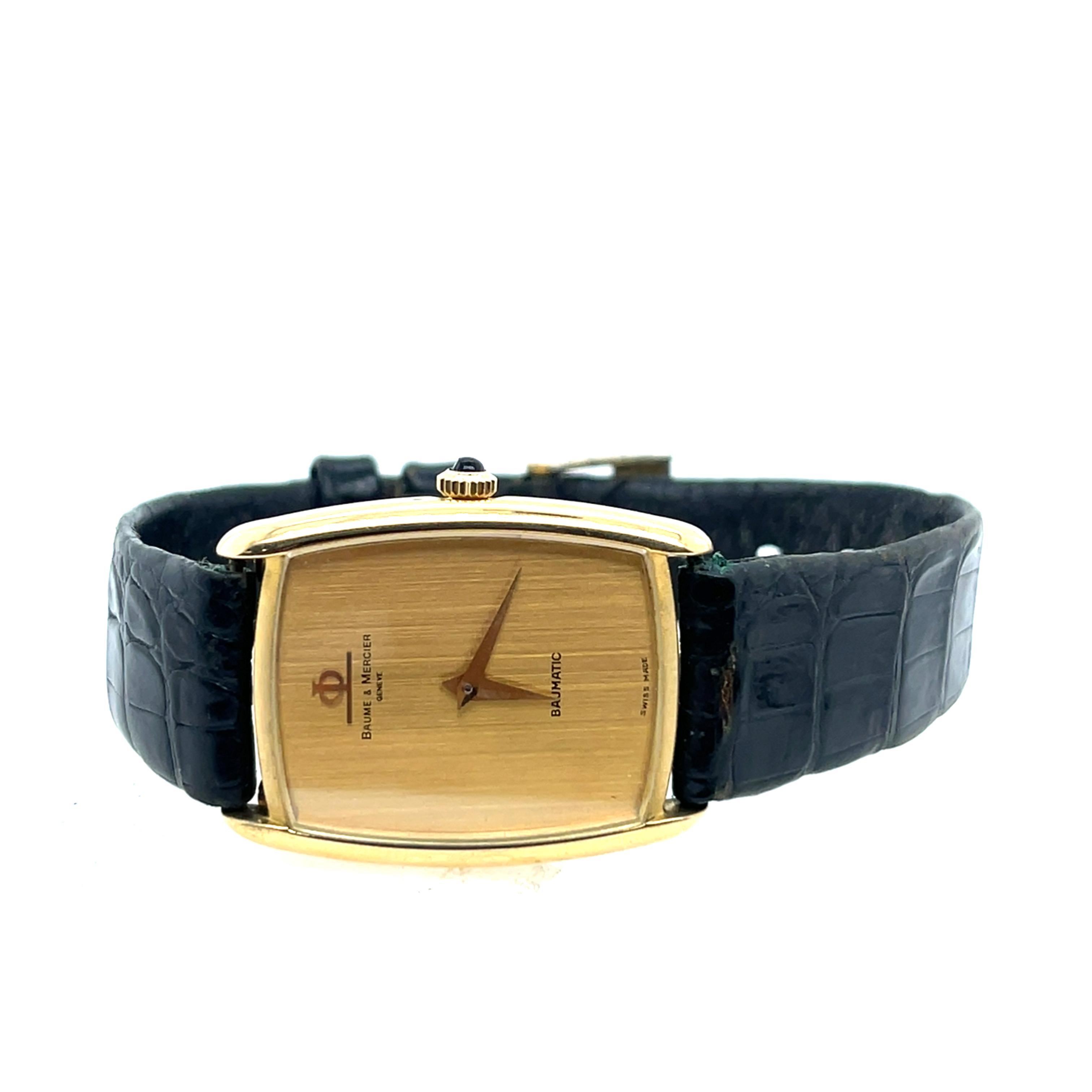 Baume & Mercier 18ct Yellow Gold Baumatic Watch For Sale 5