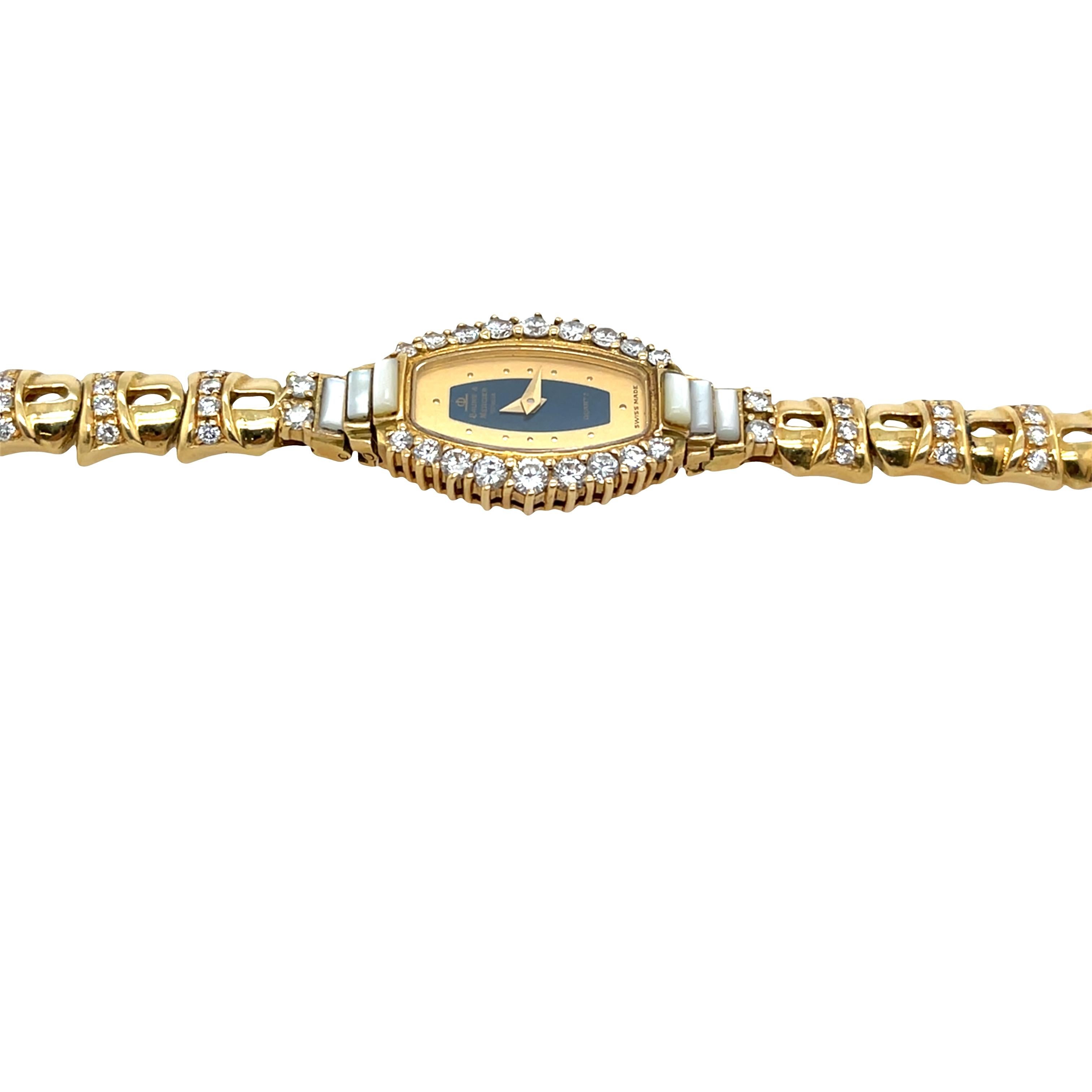 Reloj Baume & Mercier de oro amarillo de 18 ct con diamantes - Raro reloj de época en venta 4