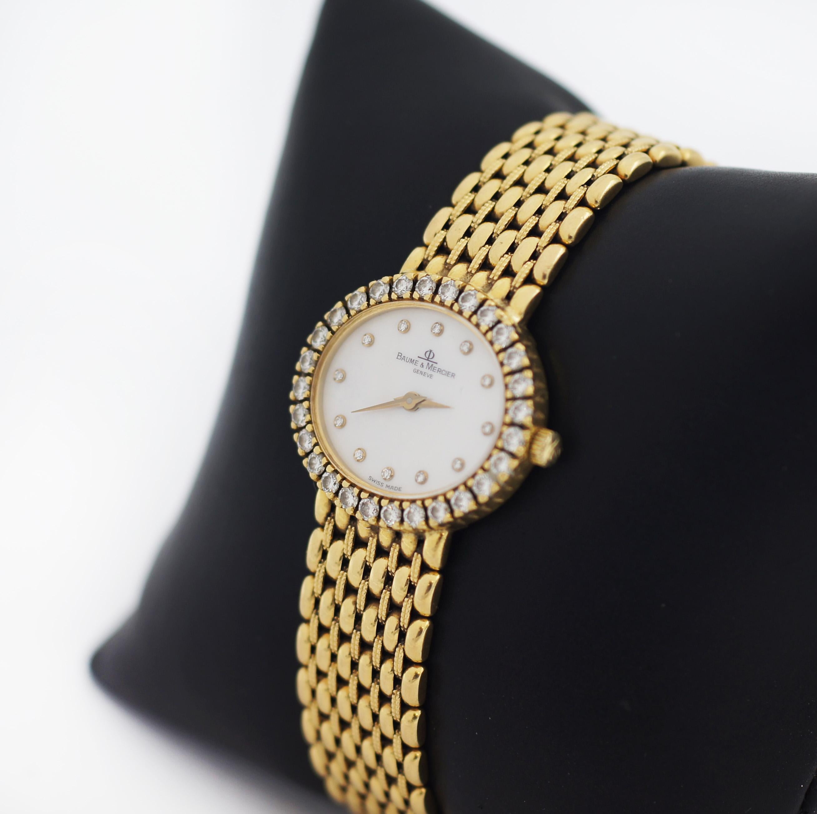 Baume & Mercier 18k Gold Diamond Watch 18310 9 5