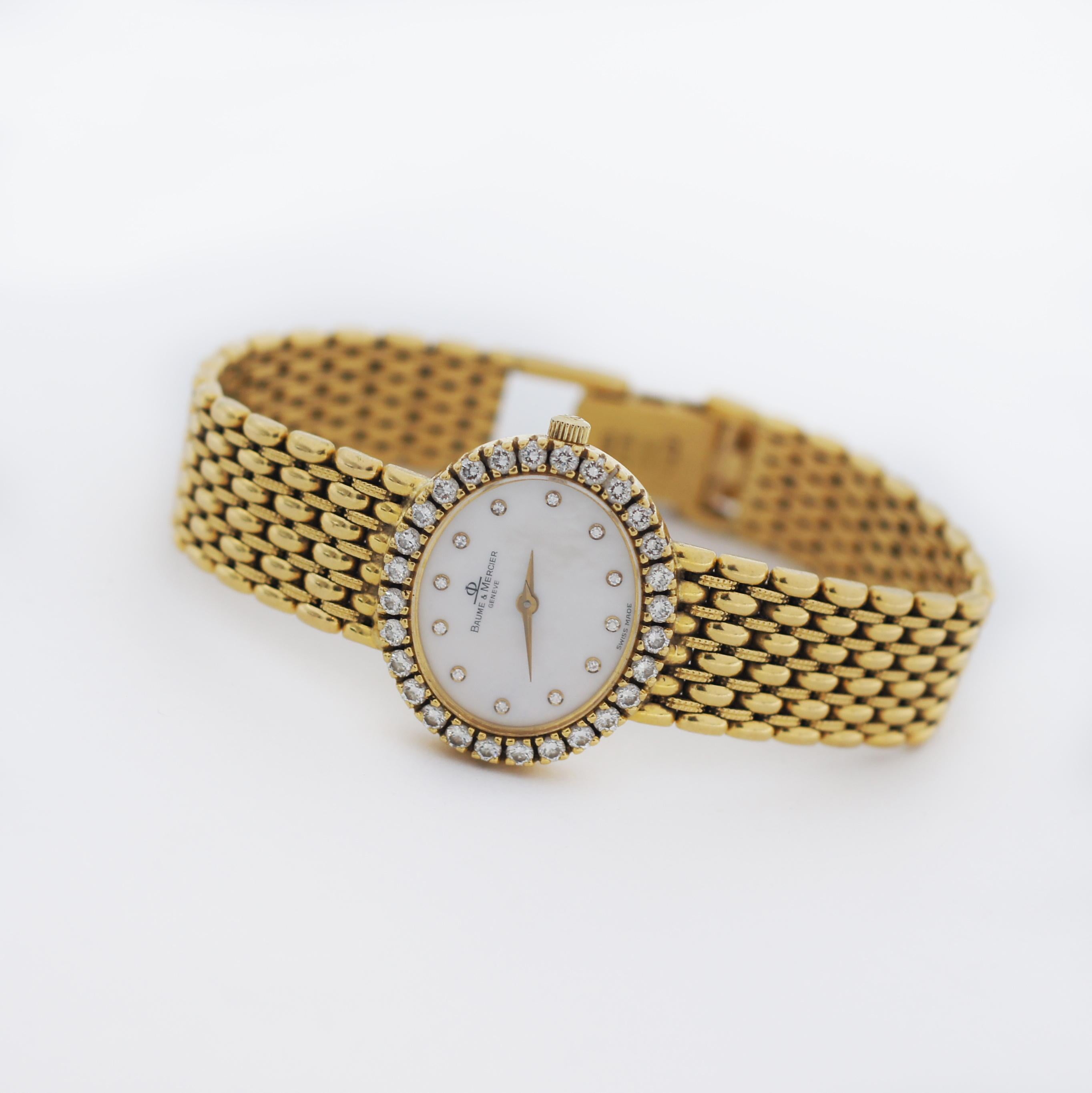 Baume & Mercier 18k Gold Diamond Watch 18310 9 3