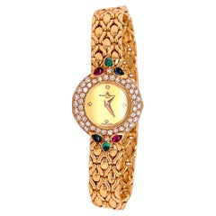 Baume & Mercier 18k Gold Diamonds Rubies Emeralds Sapphires Lady's Watch