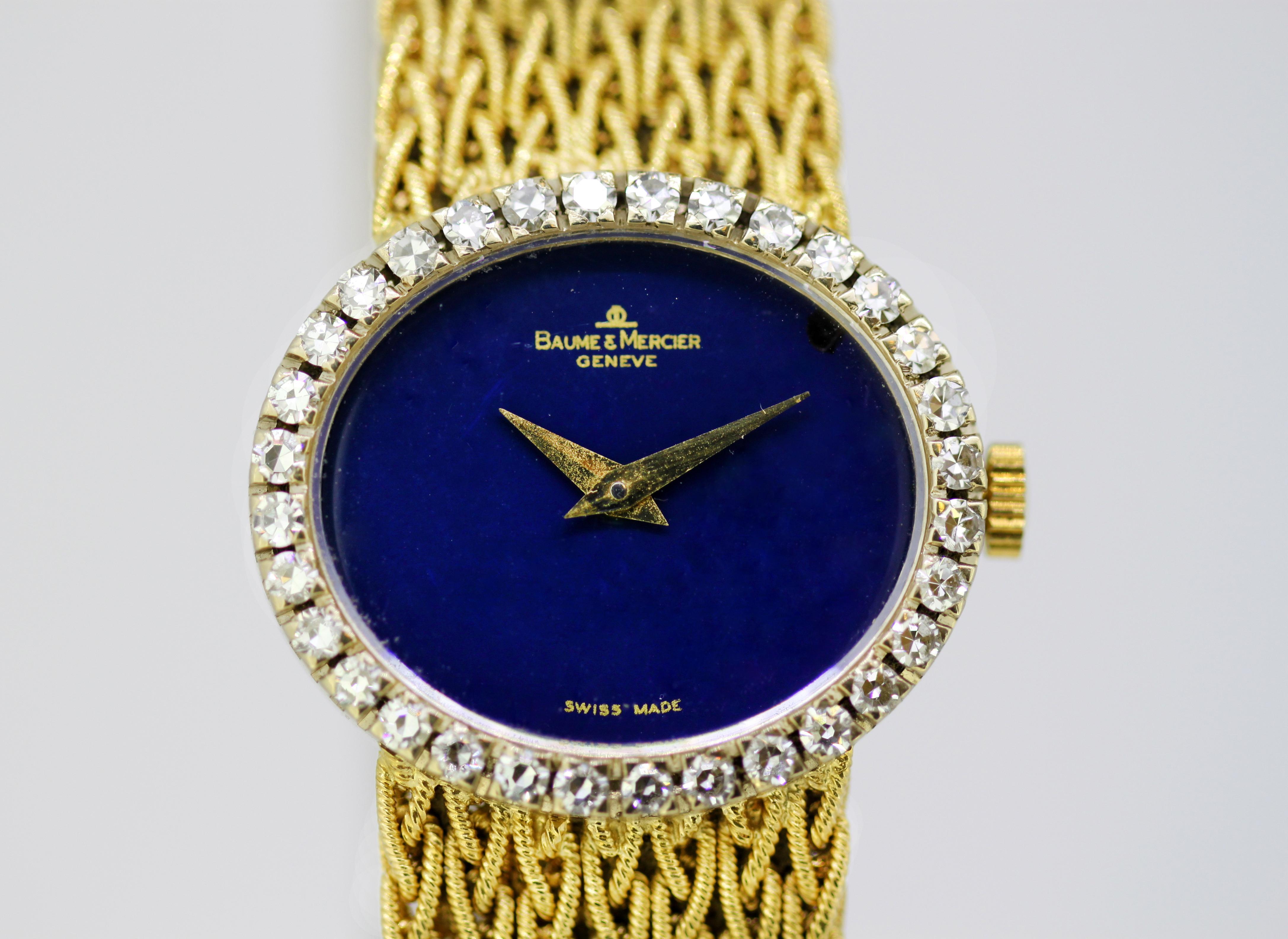 Baume & Mercier - 18k gold, lapis lazuli & diamonds - 597519 - Women - 1990-1999 In Good Condition In Braintree, GB