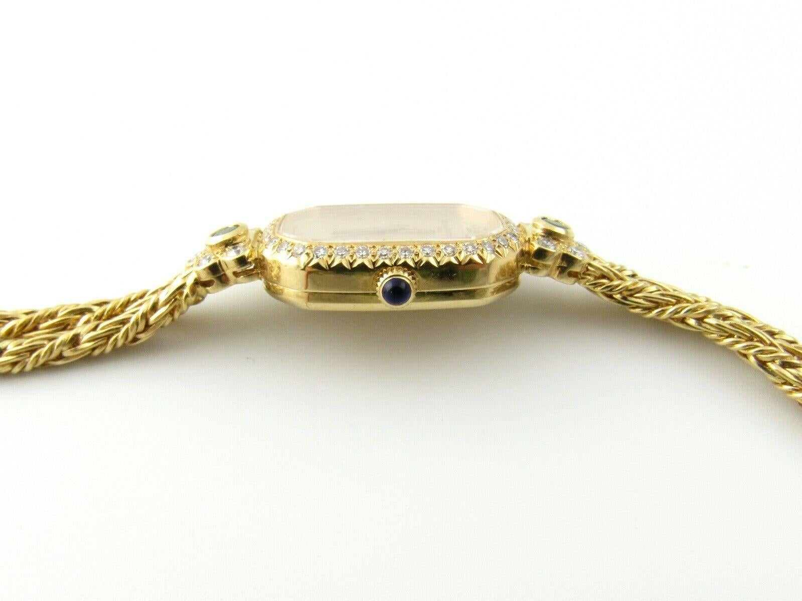 Baume & Mercier 18 Karat Yellow Gold Emerald Diamond Ladies Watch Quartz 3