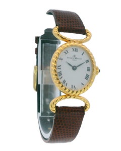 Baume & Mercier 18k Yellow Gold Fluted Case Ladies Watch