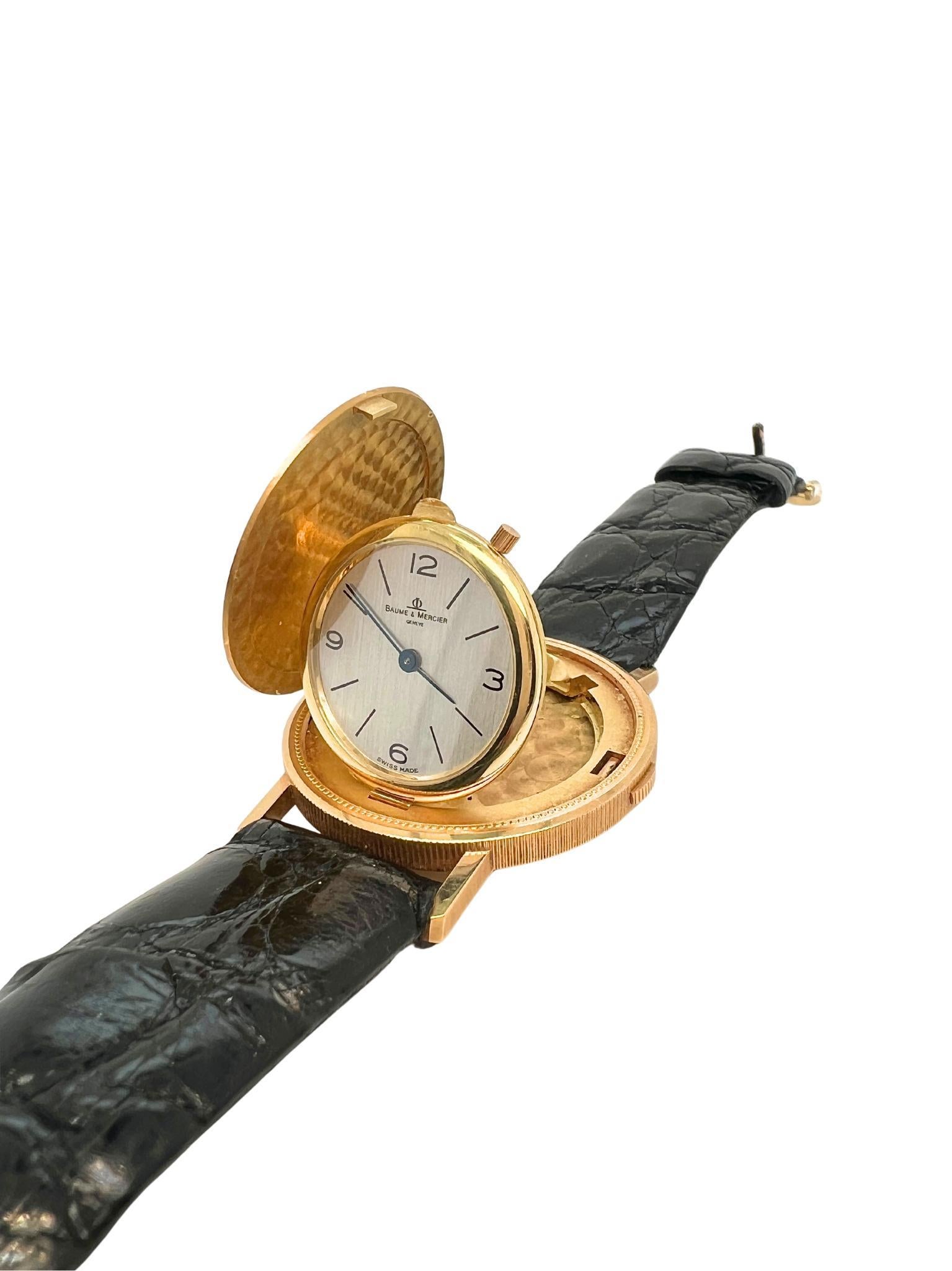 Baume & Mercier - Orologio a moneta con quadrante nascosto in oro giallo 18 ct. In condizioni ottime in vendita a New York, NY