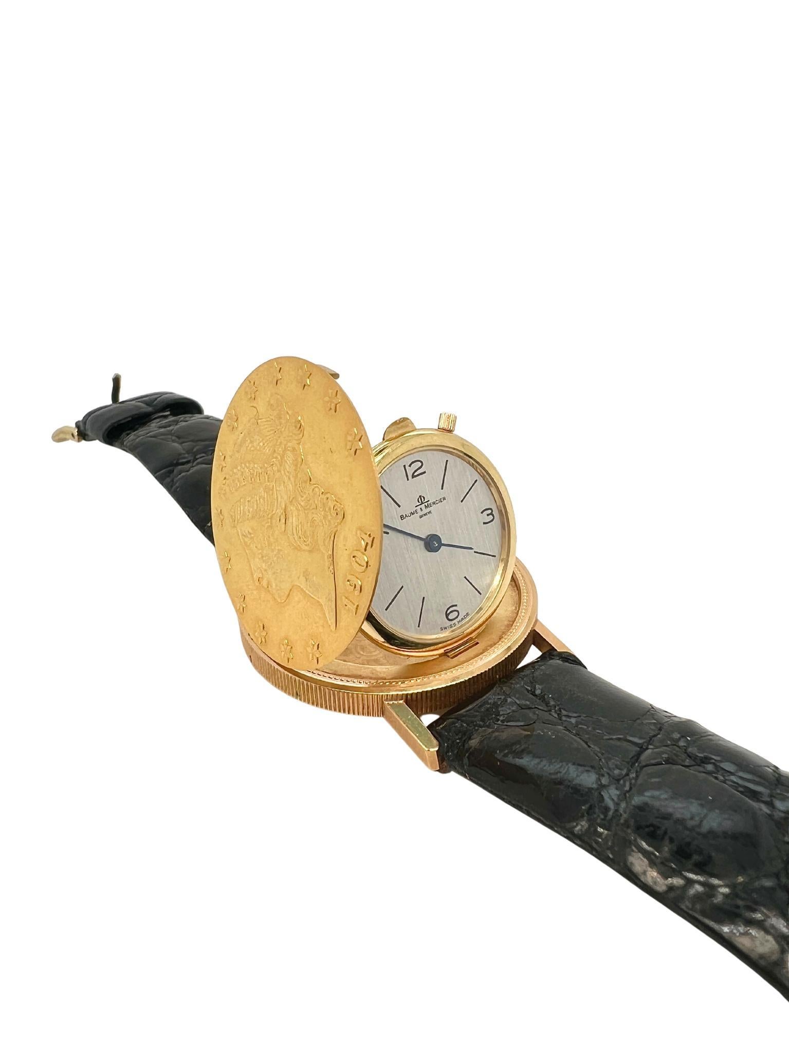 da uomo o donna Baume & Mercier - Orologio a moneta con quadrante nascosto in oro giallo 18 ct. in vendita
