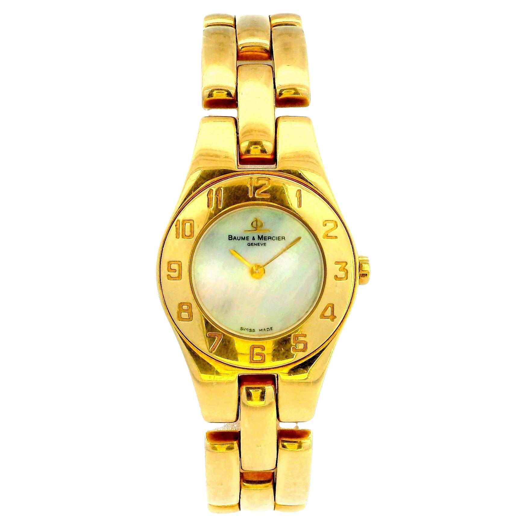 Baume & Mercier 18K Yellow Gold MOP Dial & Arabic Numeral Bezel