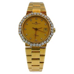 Baume & Mercier Bracelet Riviera en or jaune 18 carats avec lunette et cadran en diamants