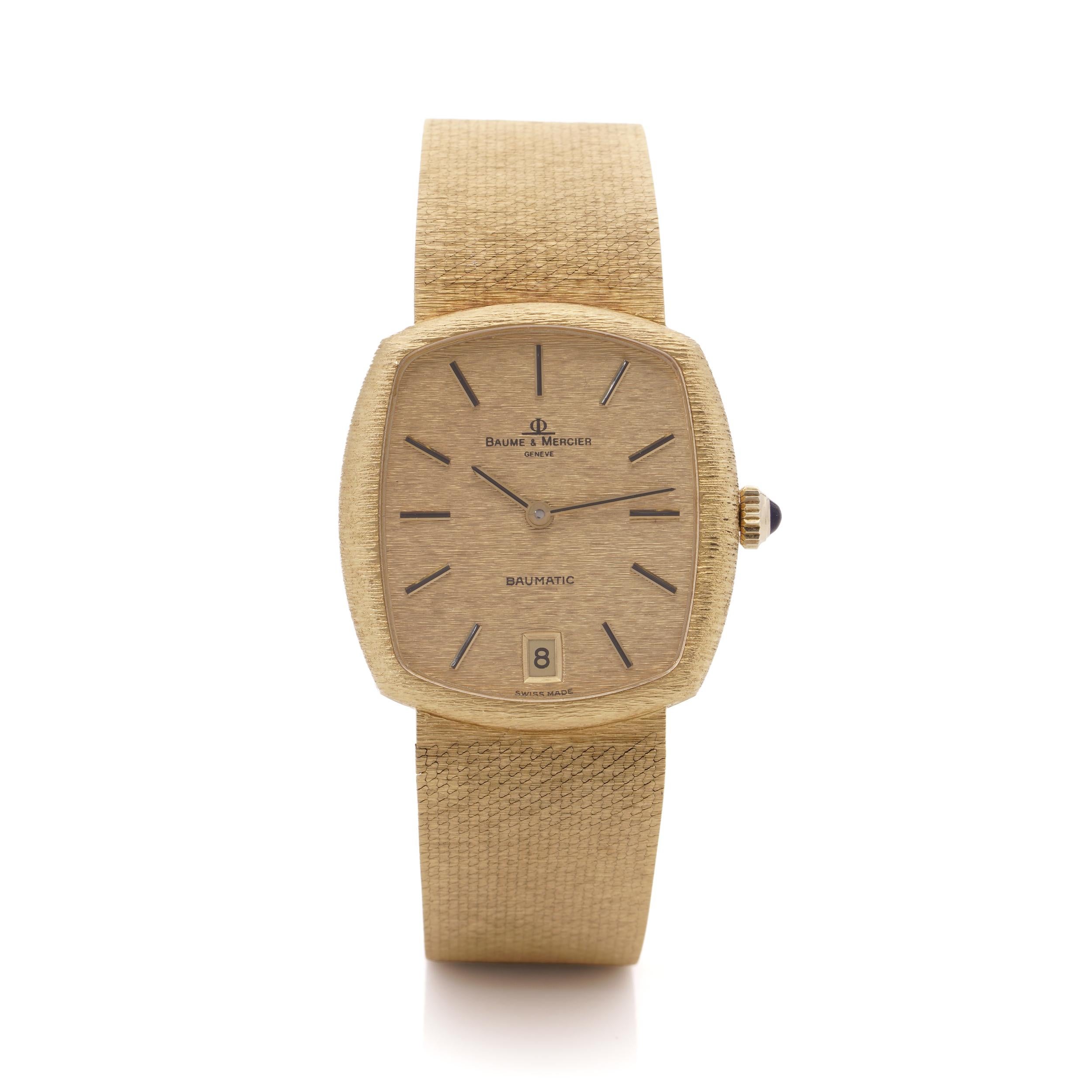 Baume & Mercier 18kt Yellow Gold Men's Wristwatch In Good Condition For Sale In Braintree, GB