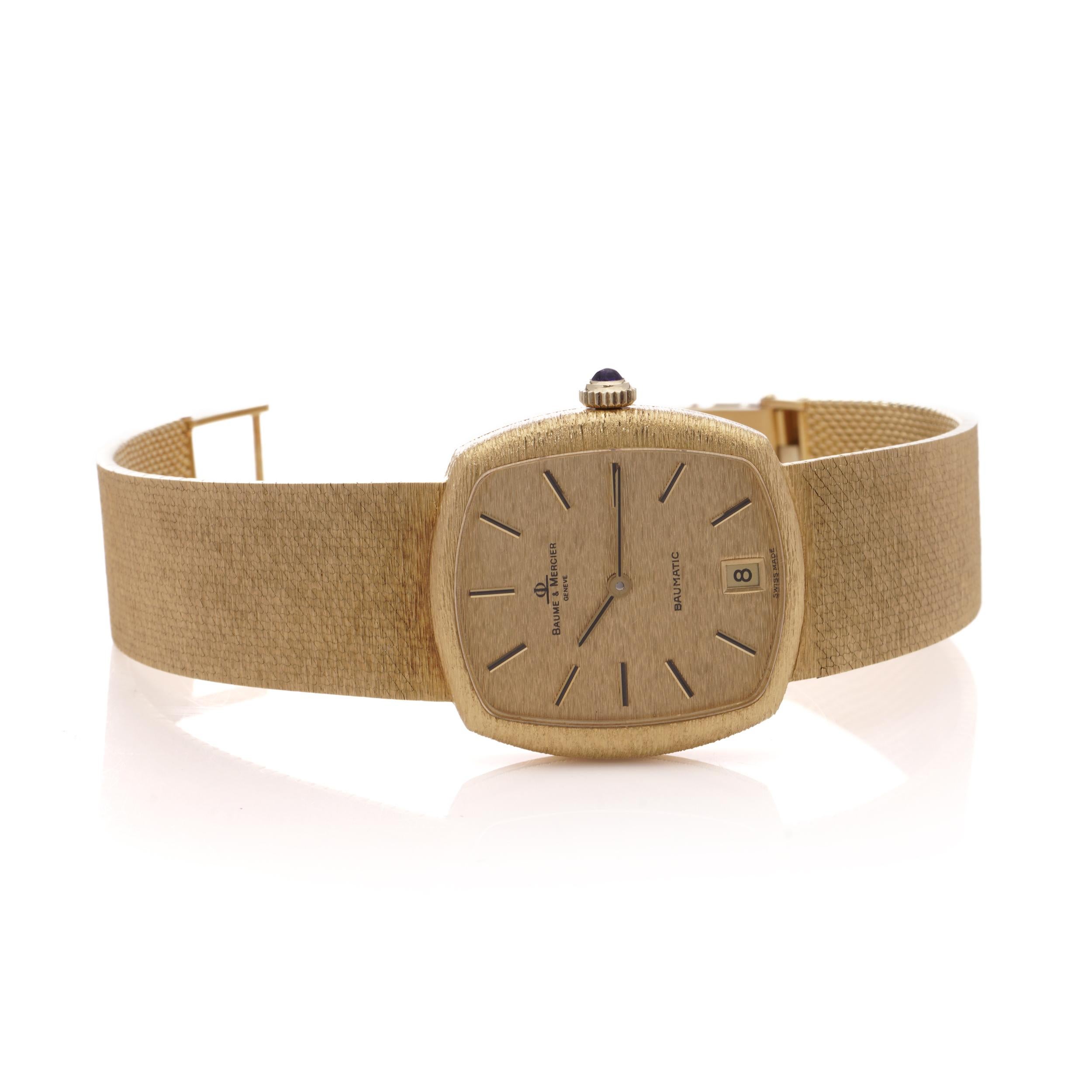 Baume & Mercier 18kt Yellow Gold Men's Wristwatch For Sale 6