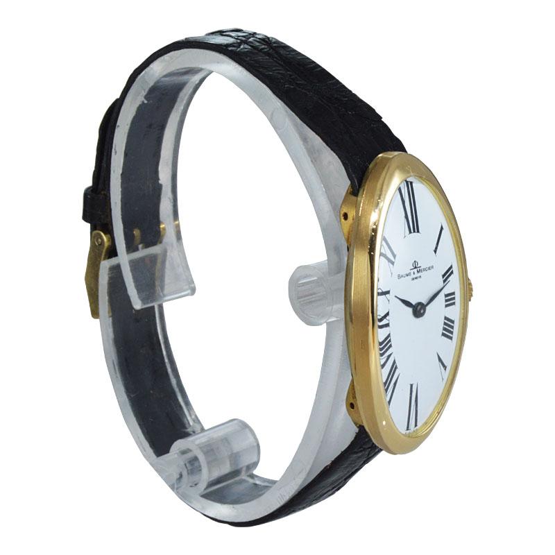 Modern Baume & Mercier 18 Karat Yellow Gold Wristwatch Originally Sold to Jerry Lewis