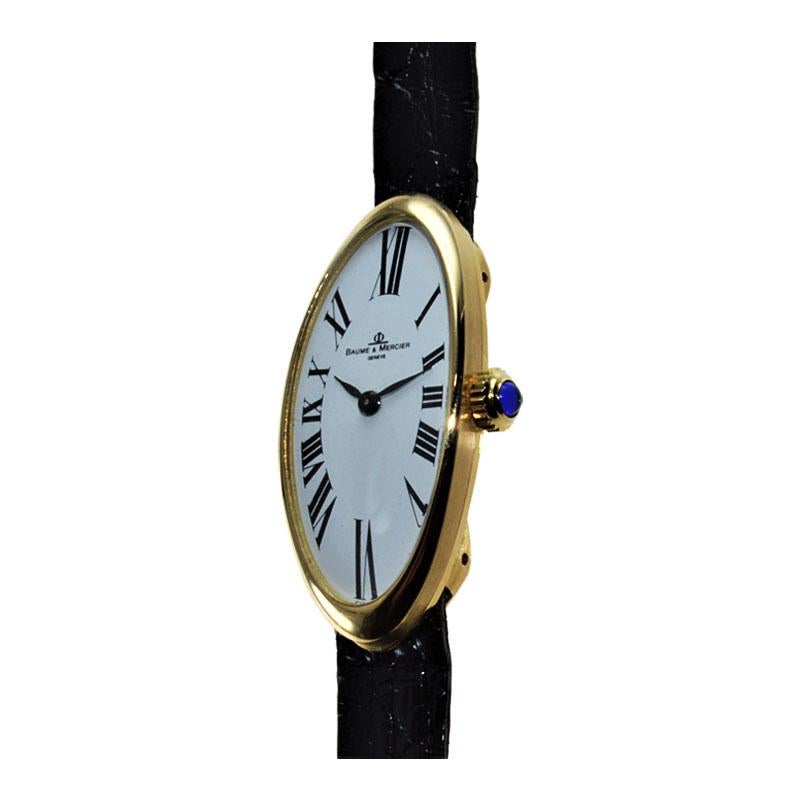 Baume & Mercier 18 Karat Yellow Gold Wristwatch Originally Sold to Jerry Lewis In Excellent Condition In Long Beach, CA
