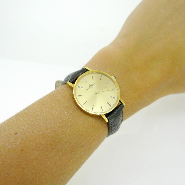 Baume & Mercier 35121 Yellow Gold Mechanic Wristwatch For Sale 1