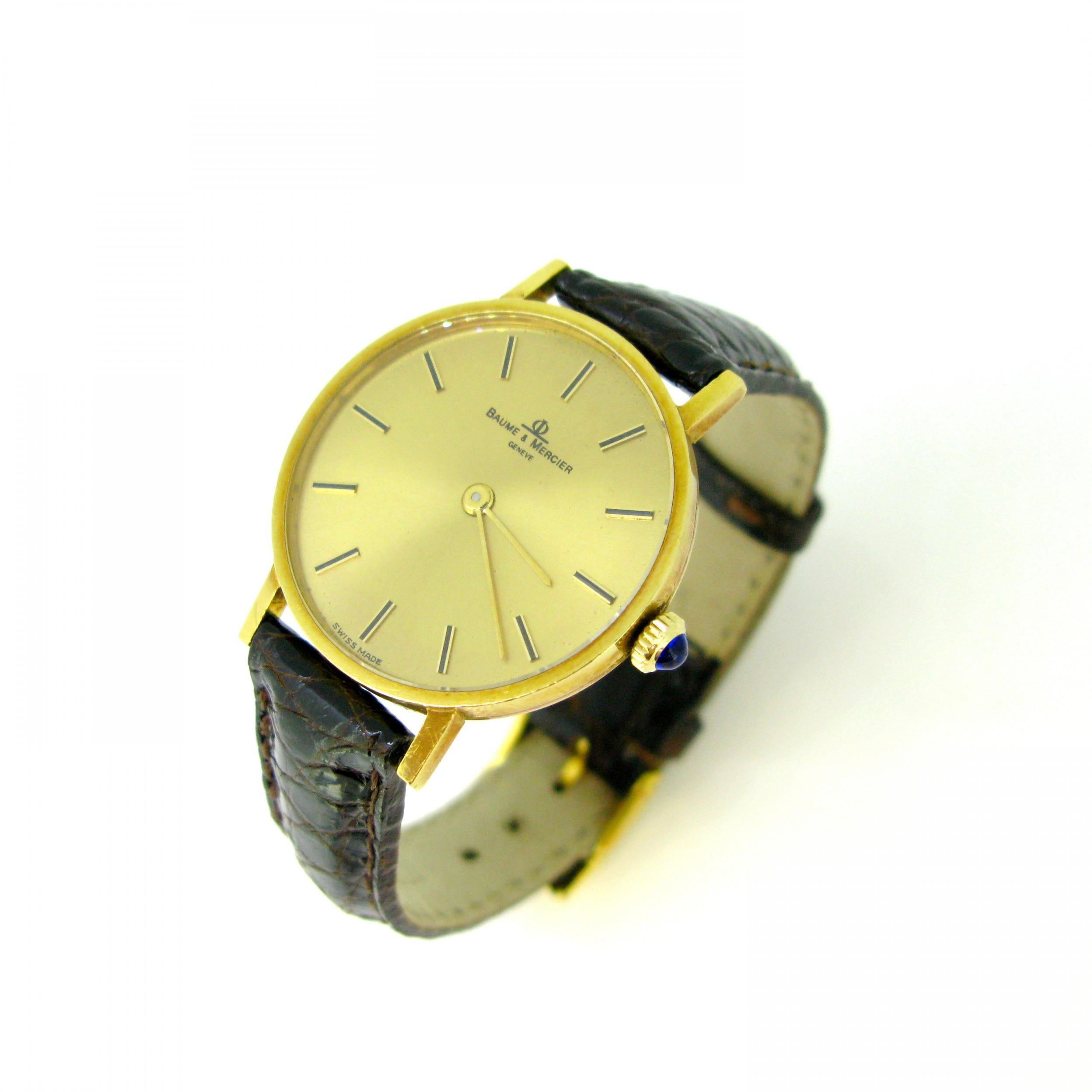 Baume & Mercier 35121 Yellow Gold Mechanic Wristwatch In Good Condition For Sale In London, GB
