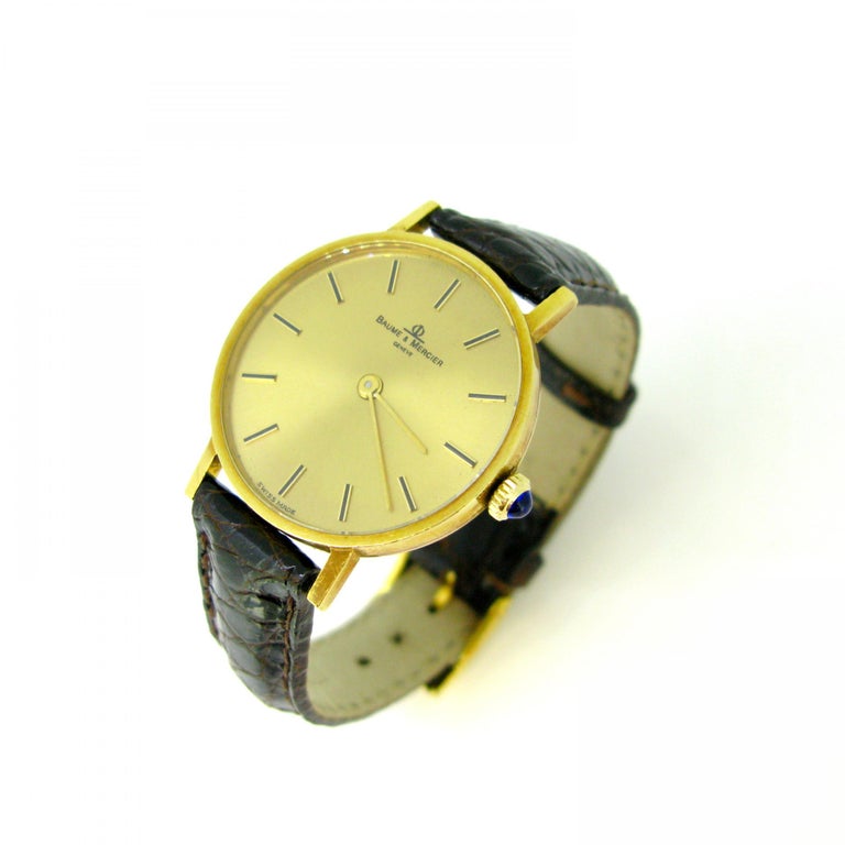 Baume & Mercier 35121 Yellow Gold Mechanic Wristwatch For Sale 2