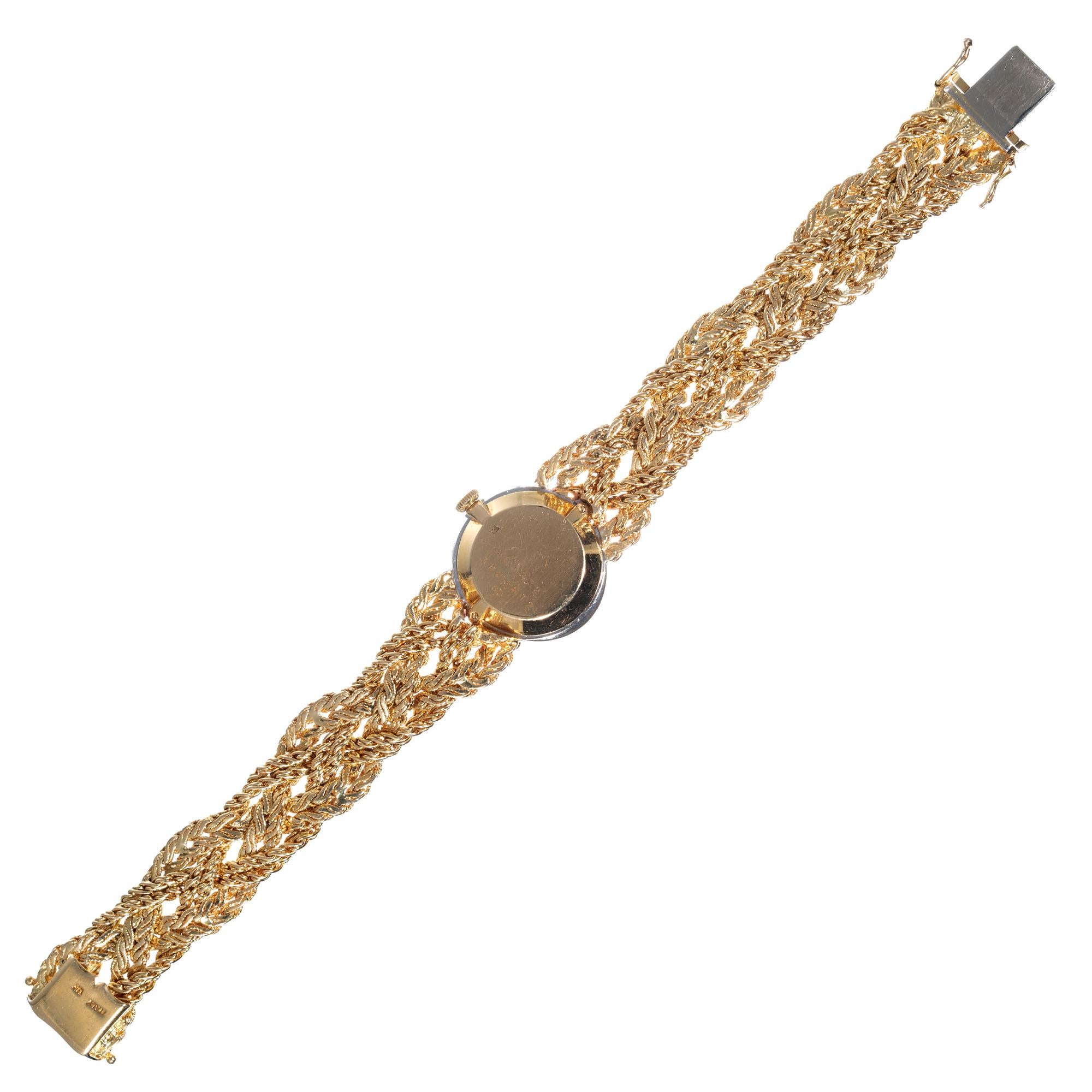 Women's Baume & Mercier .75 Carat Diamond Jade Yellow Gold Ladies Wristwatch For Sale