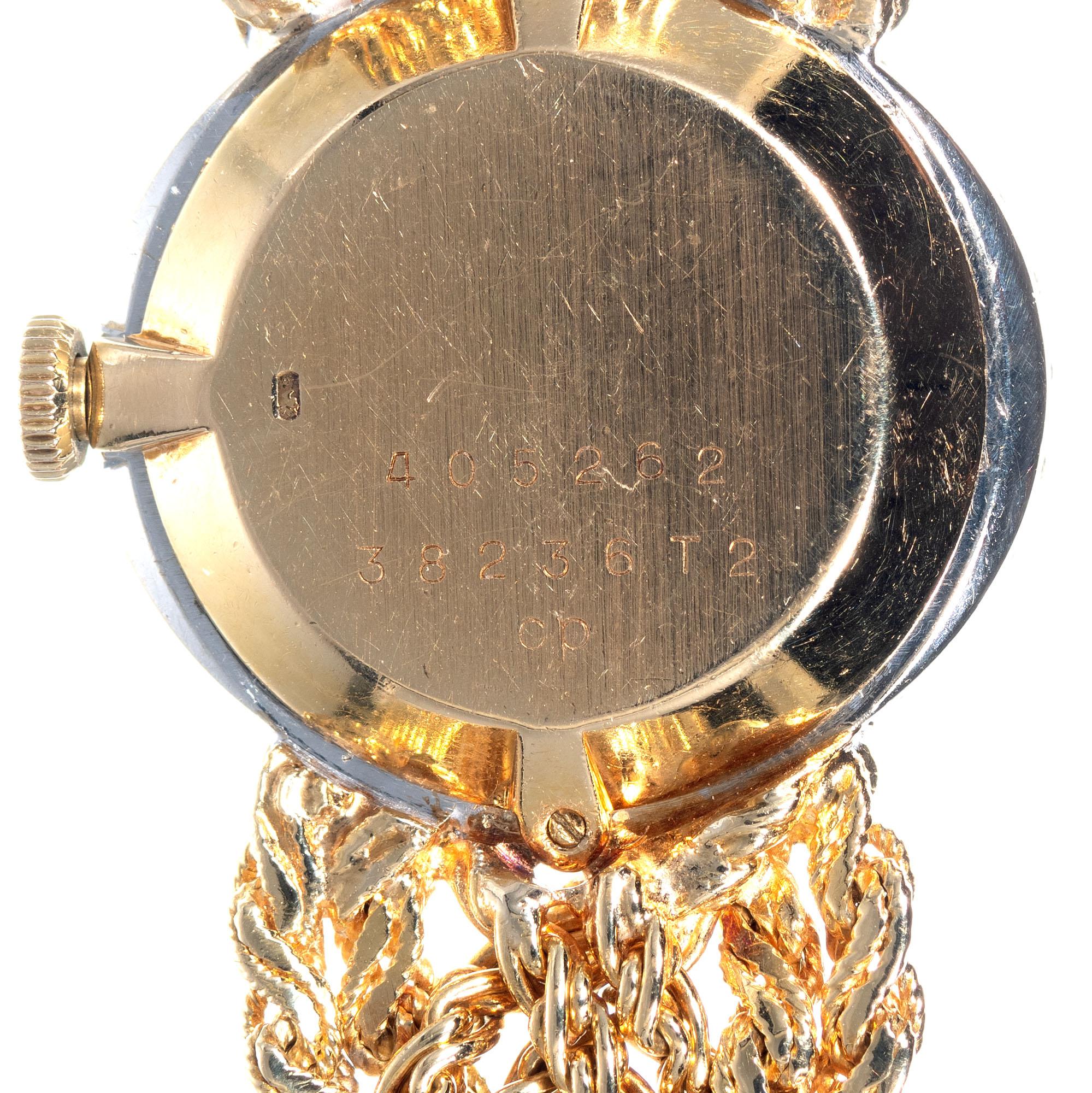 Baume & Mercier .75 Carat Diamond Jade Yellow Gold Ladies Wristwatch For Sale 1