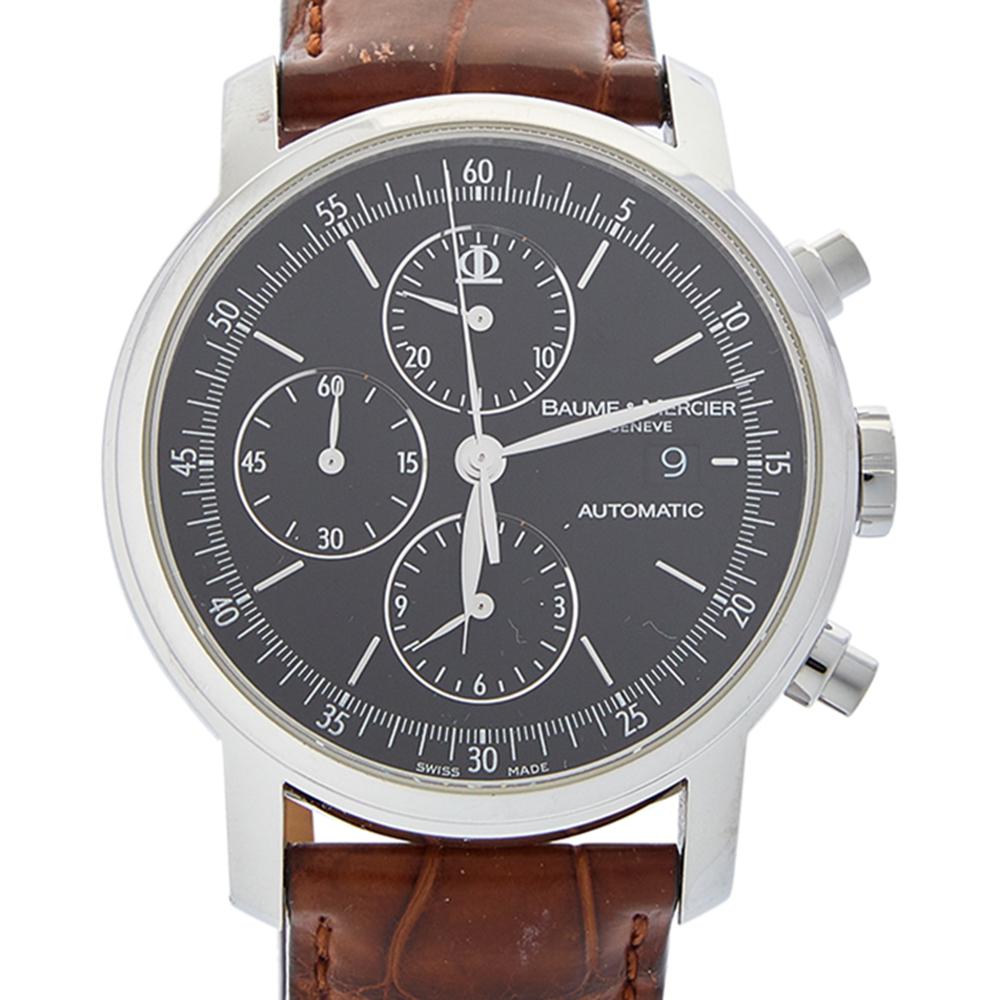 Contemporary Baume & Mercier Black Classima Executive 65533 Men's Wristwatch 42mm
