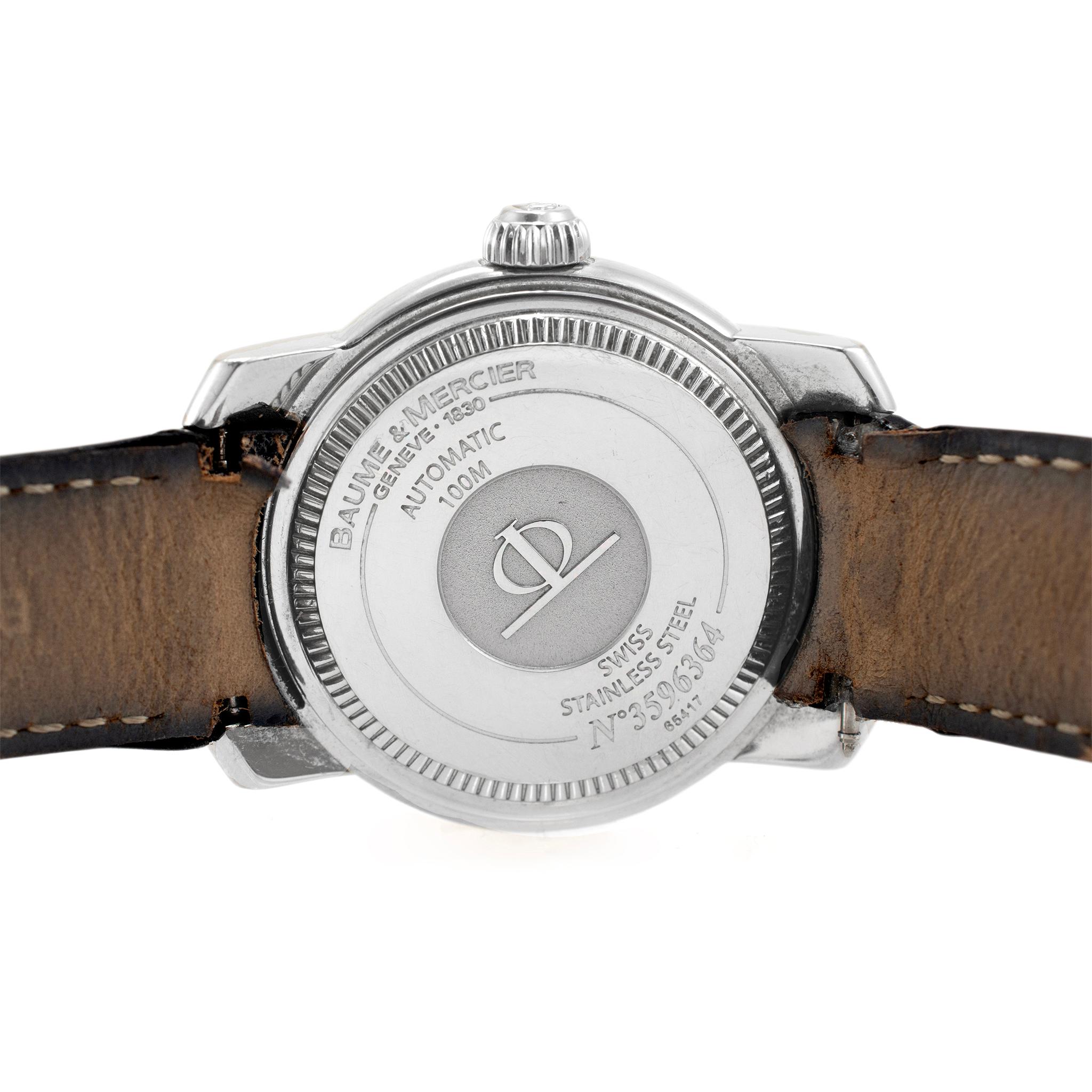 Men's Baume & Mercier Capeland 39MM 65417 Day Date Stainless Steel Men’s Watch For Sale