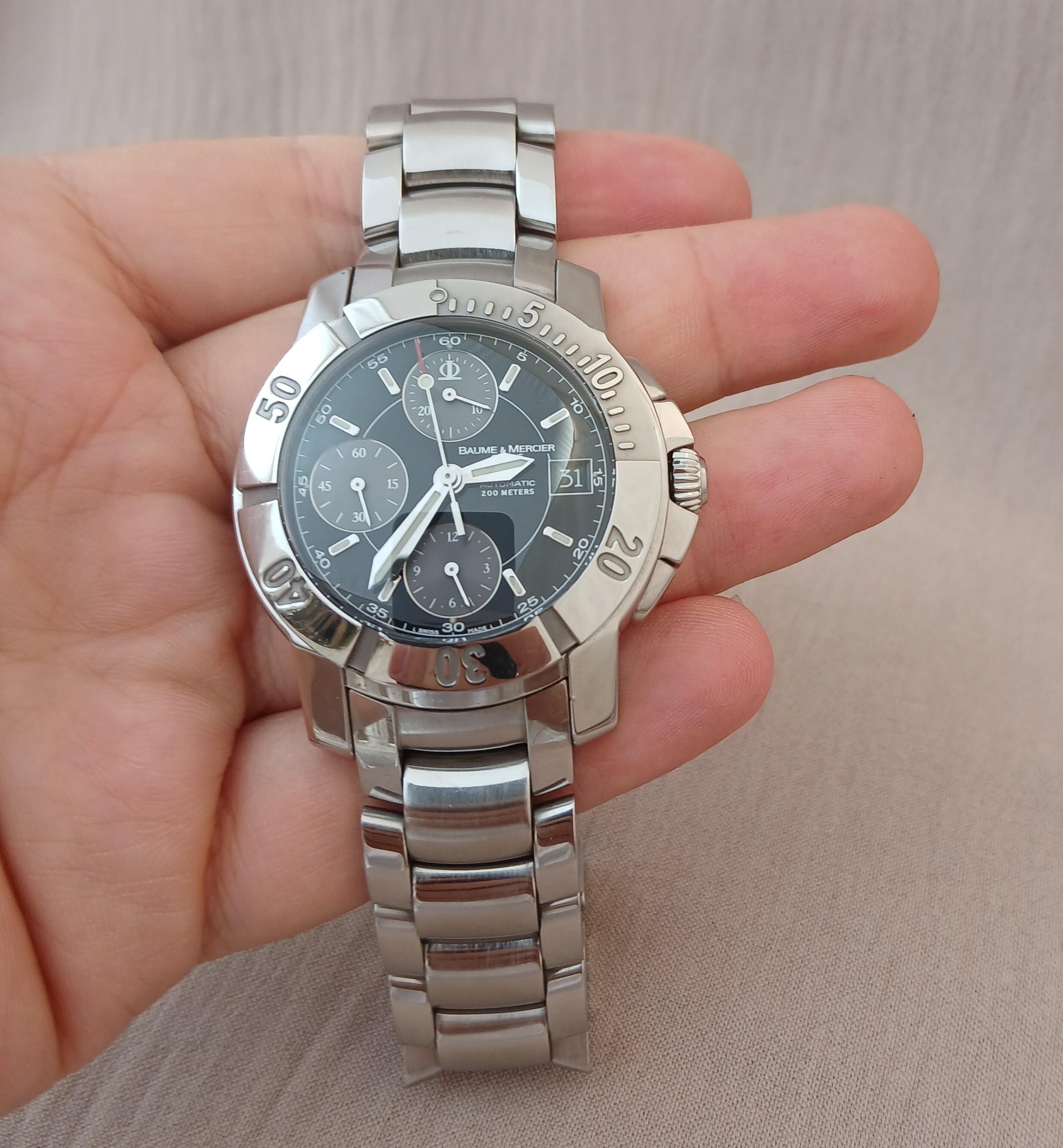   Descripción
Marca: Baume & Mercier

Model No: Capeland

Número de referencia: 65352

País de fabricación: Suiza

Movimiento: Automático

Material de la caja: Acero inoxidable

Medidas : Anchura de la caja: 40 mm. (sin corona)

Tipo de banda :