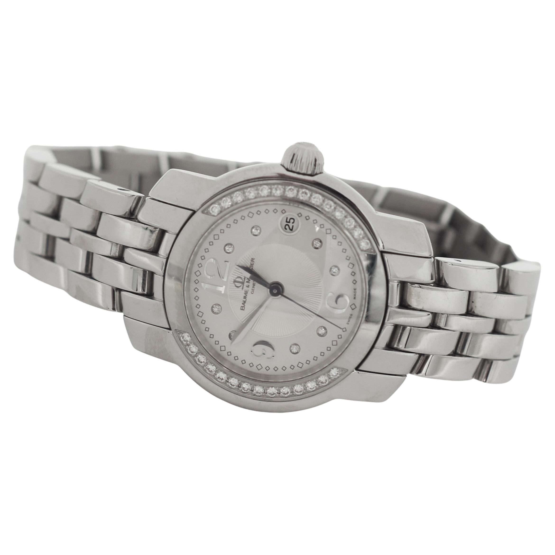 BAUME & MERCIER Capeland 65383 Montre à lunette diamantée en vente
