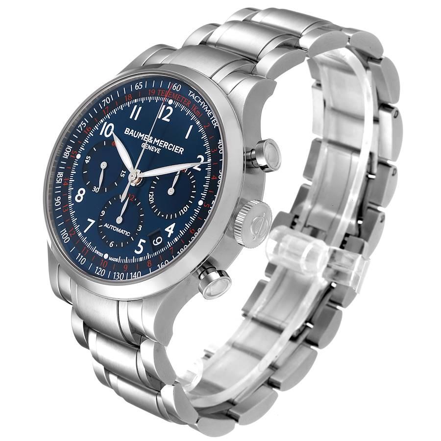 Baume Mercier Capeland Blaues Zifferblatt Chronograph Stahl-Herrenuhr 10066 im Angebot 1