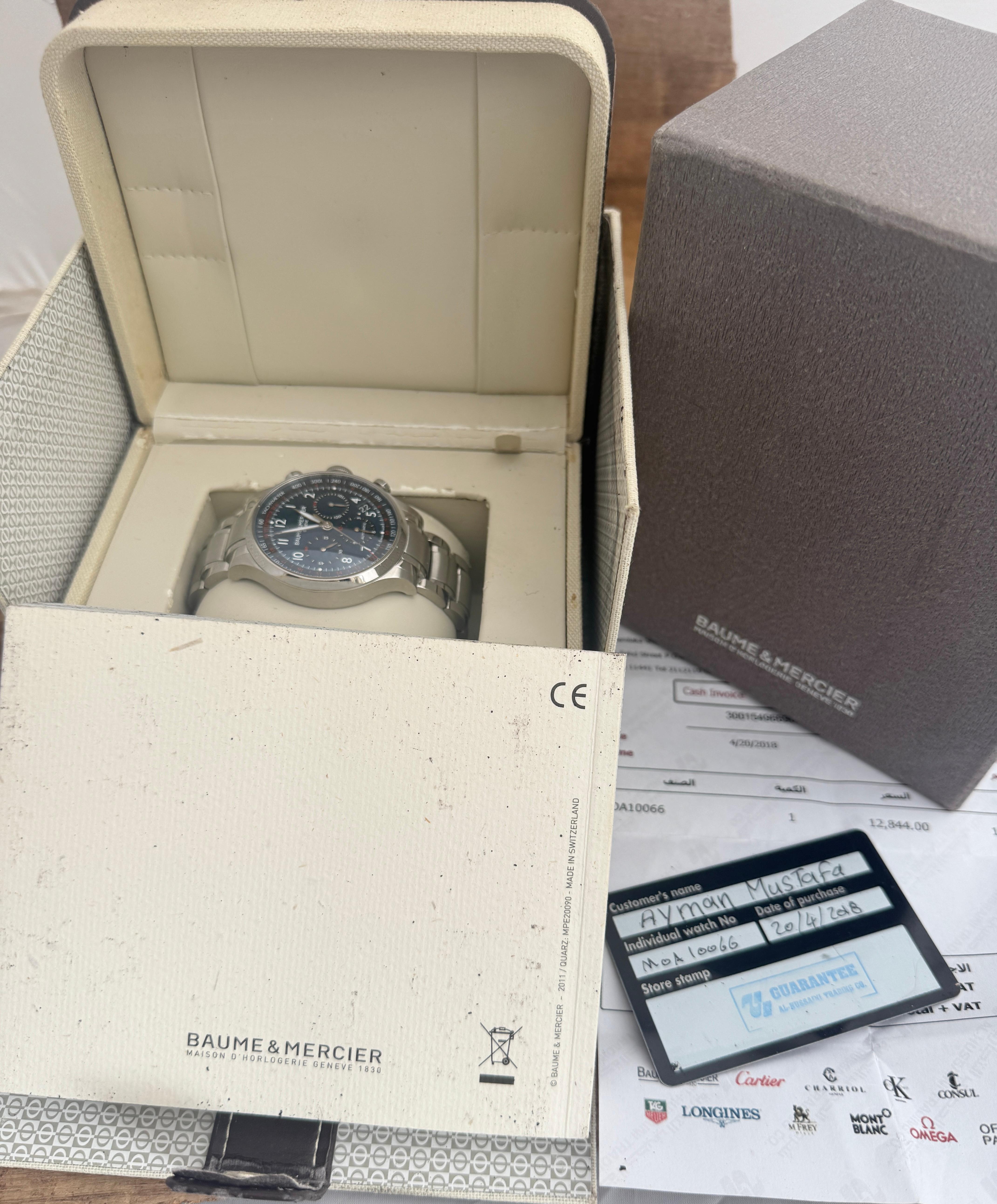 Montre homme Baume & Mercier Capeland Chronograph MOA10066 - Full Set Bon état - En vente à Toronto, CA