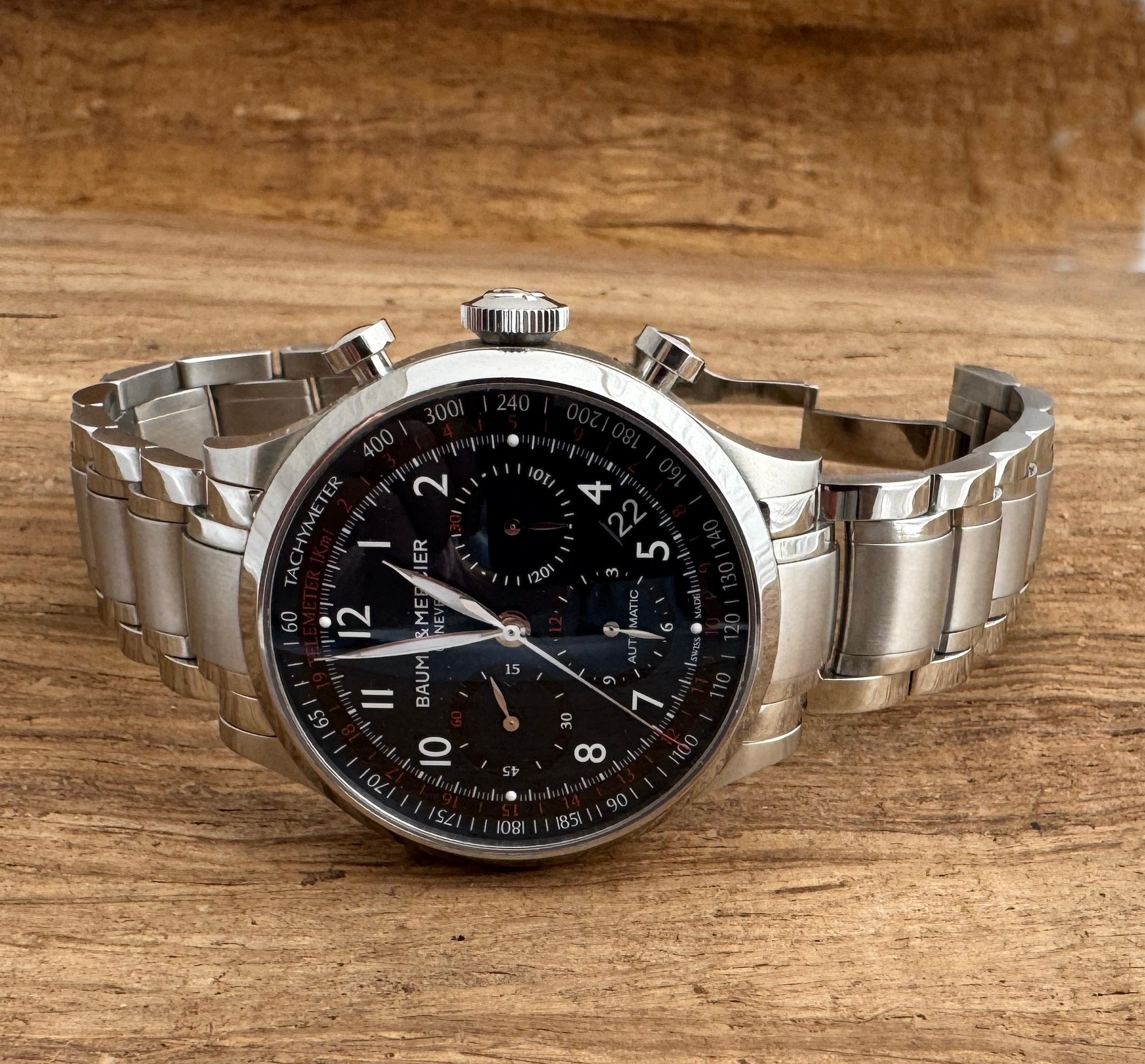 Montre homme Baume & Mercier Capeland Chronograph MOA10066 - Full Set en vente 4