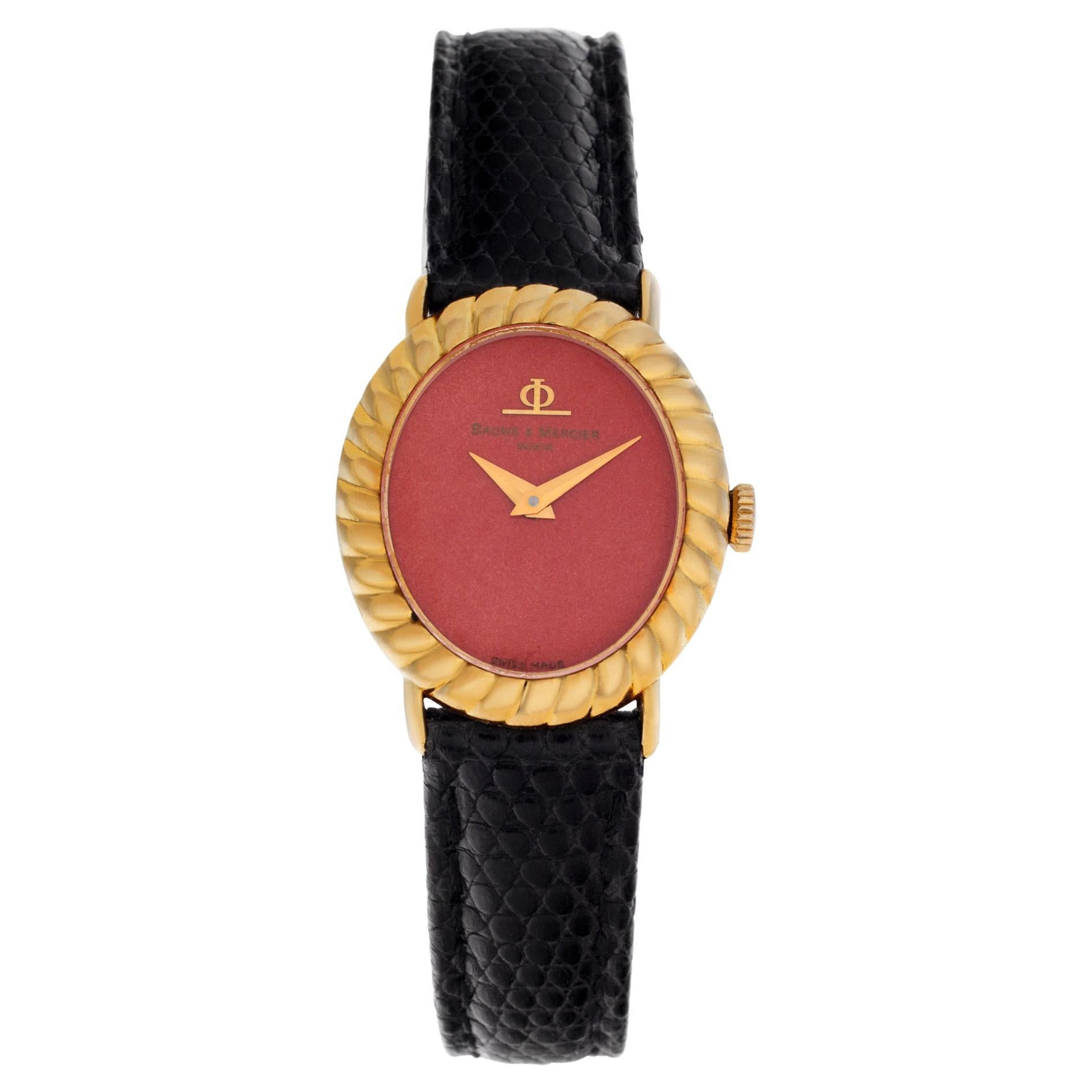 Baume & Mercier Classic 798133 18k Gelbgold Koralle Zifferblatt manuelle Uhr