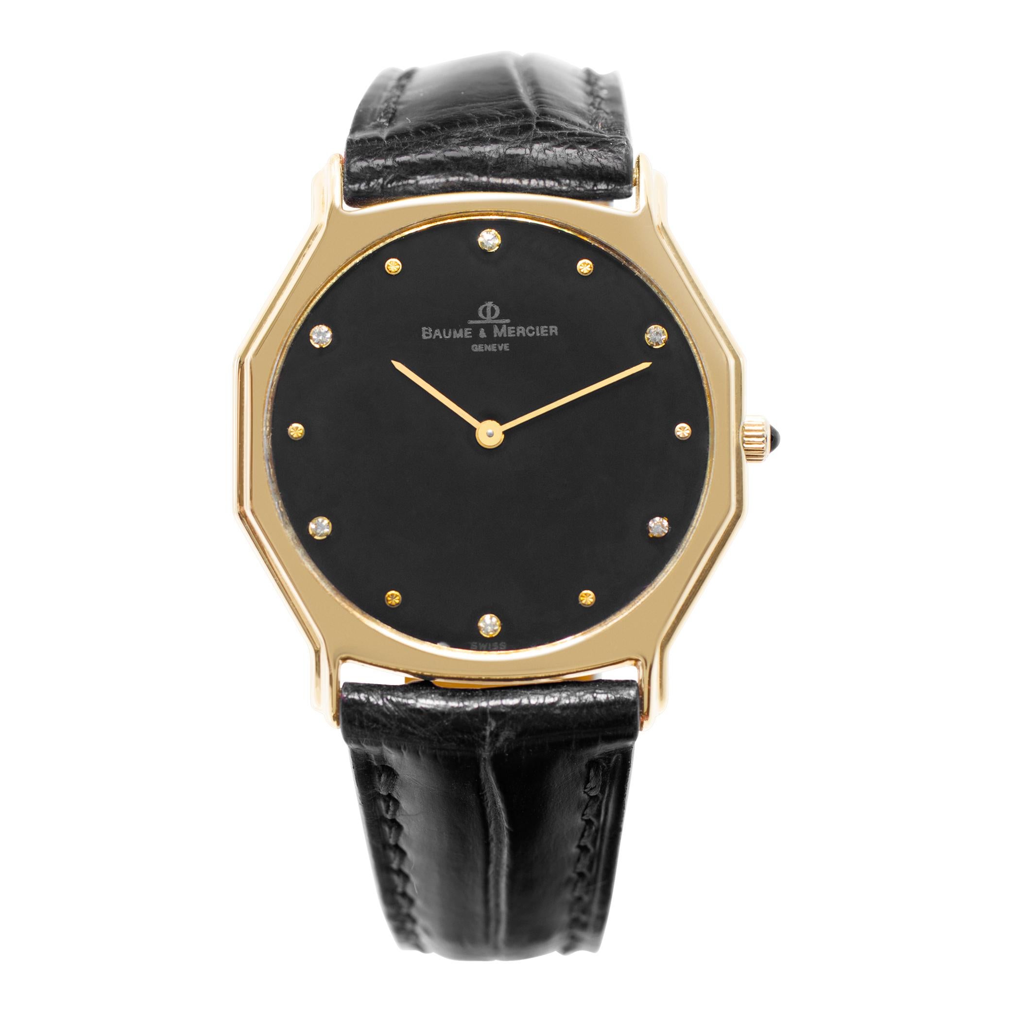 Baume & Mercier Classic 97266 in yellow gold w/ a black dial 31.5mm Quartz watch