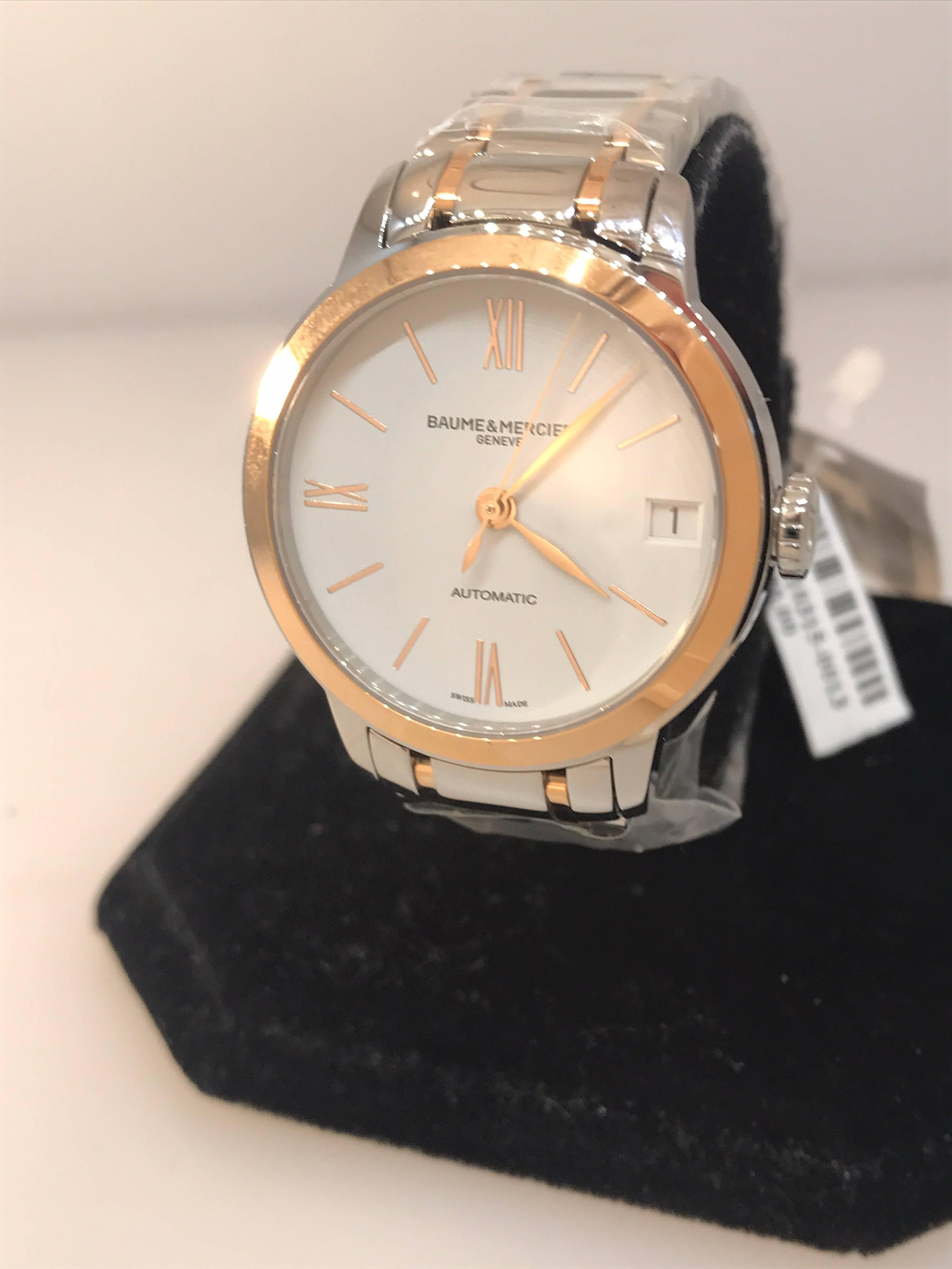 Women's Baume & Mercier Classima 18K Rose Gold & SS Automatic Ladies Watch M0A10315 New For Sale