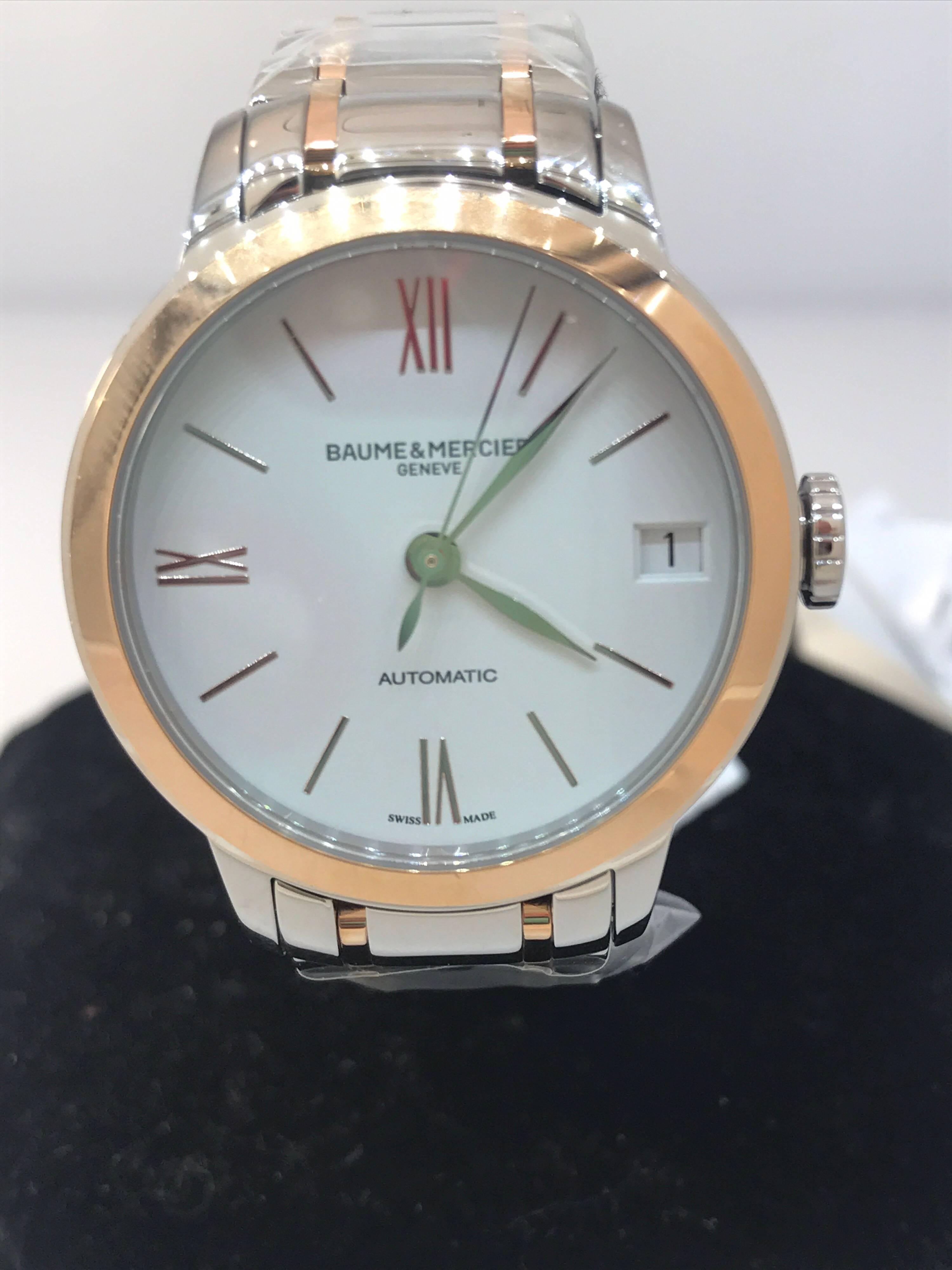 Baume & Mercier Classima 18K Rose Gold & SS Automatic Ladies Watch M0A10315 New For Sale 3