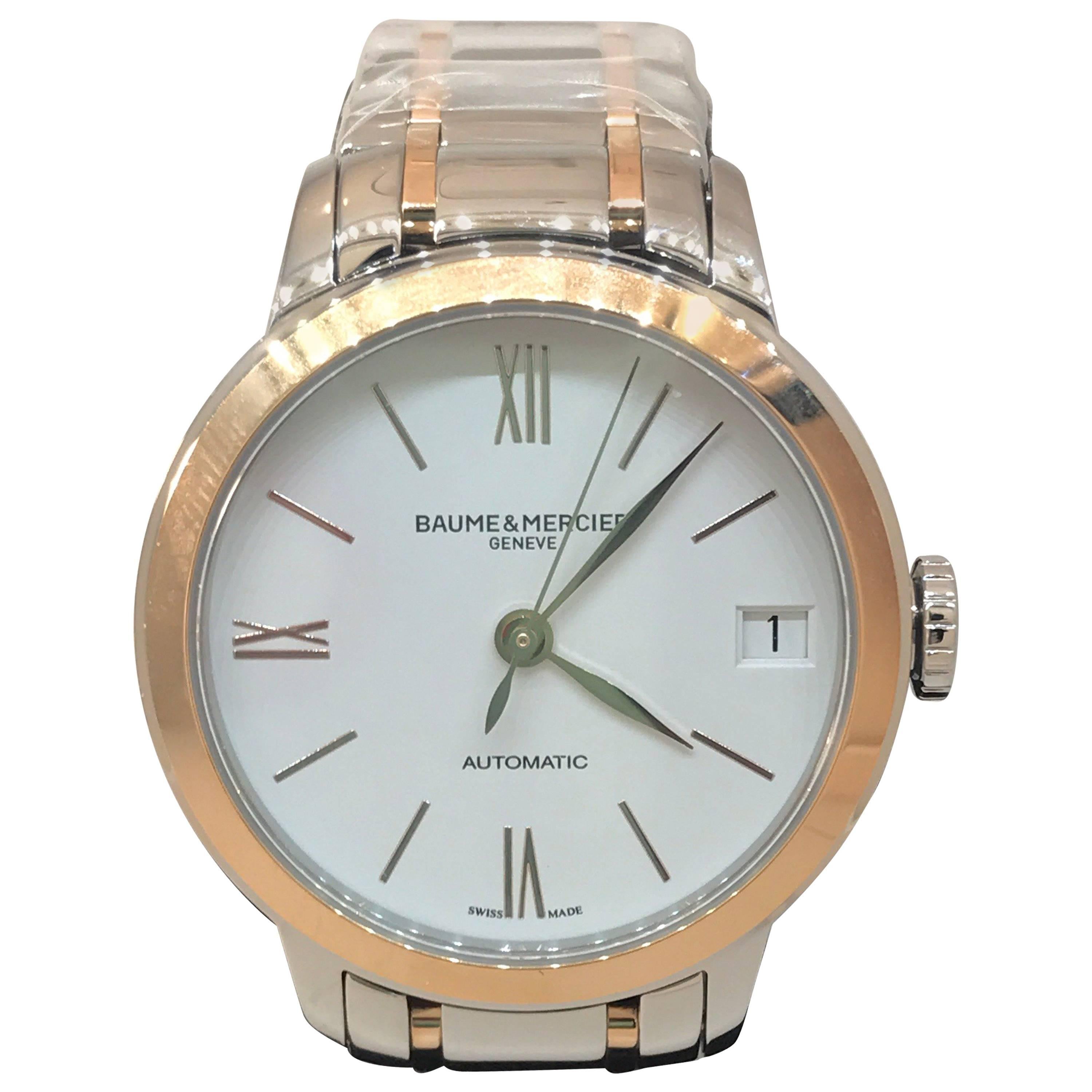 Baume & Mercier Classima 18K Rose Gold & SS Automatic Ladies Watch M0A10315 New For Sale