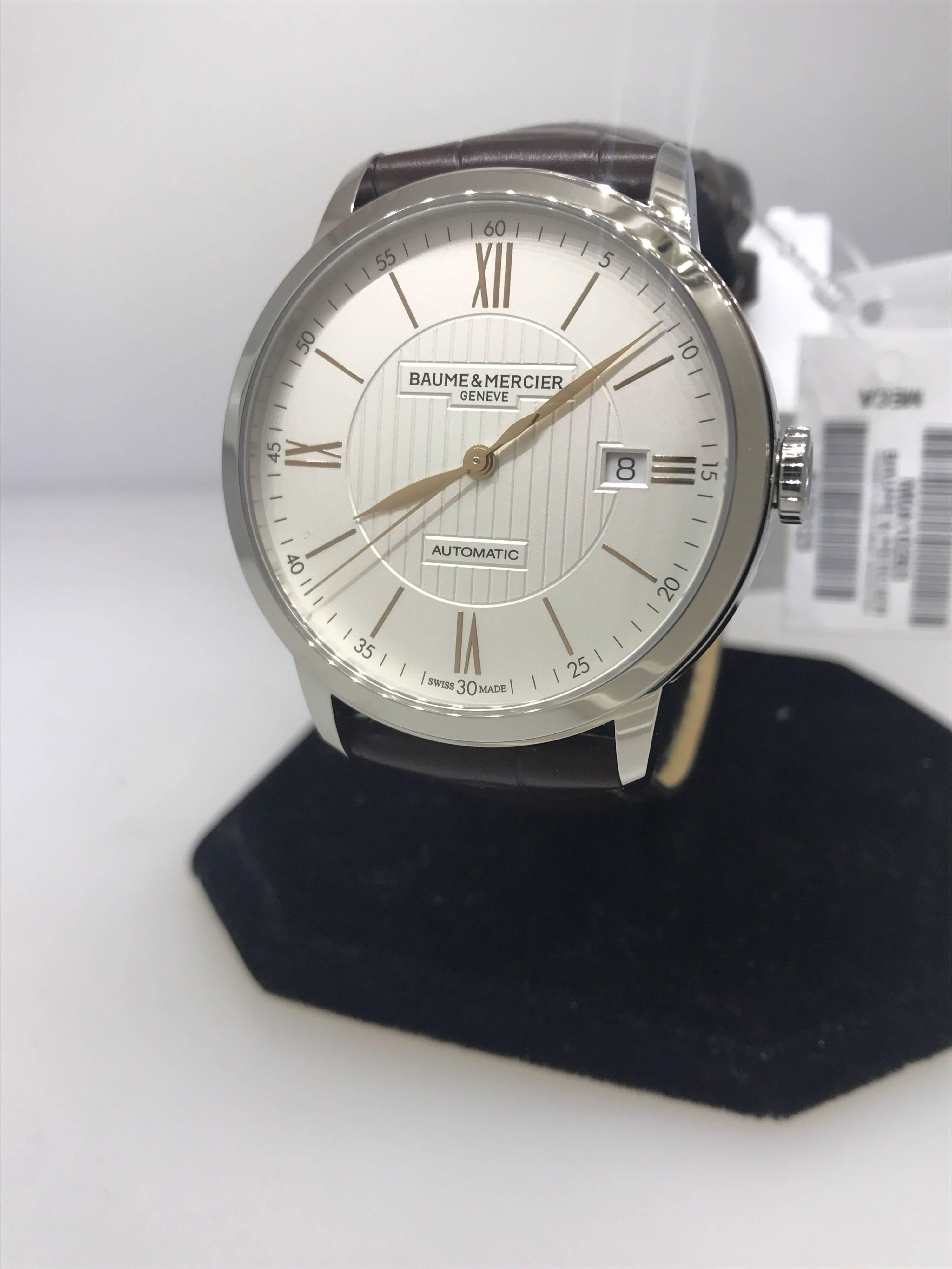 Baume & Mercier Classima Core Automatic Leather Band Men's Watch M0A10263 In New Condition For Sale In New York, NY