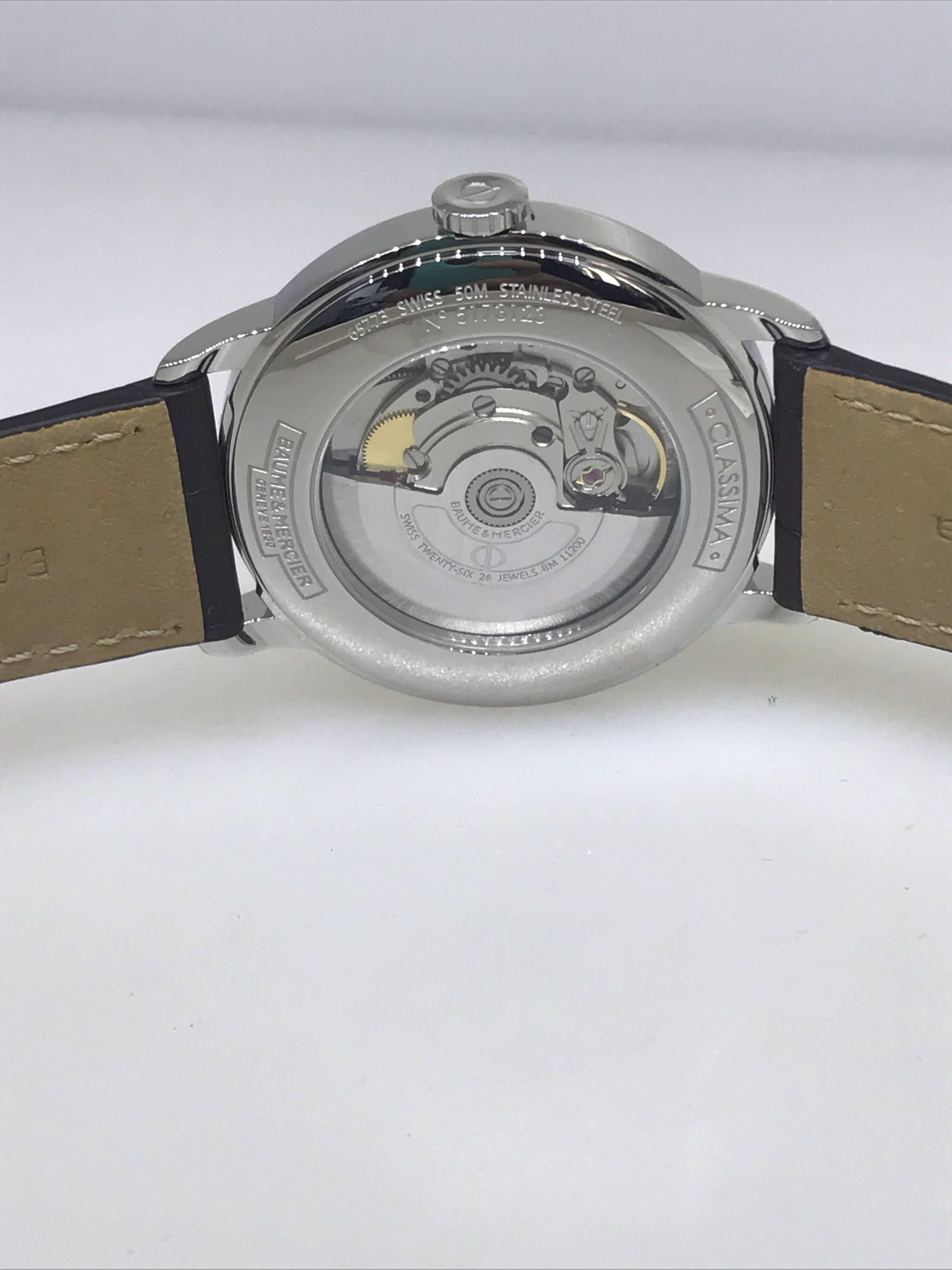 Baume & Mercier Classima Core Automatic Leather Band Men's Watch M0A10263 For Sale 6
