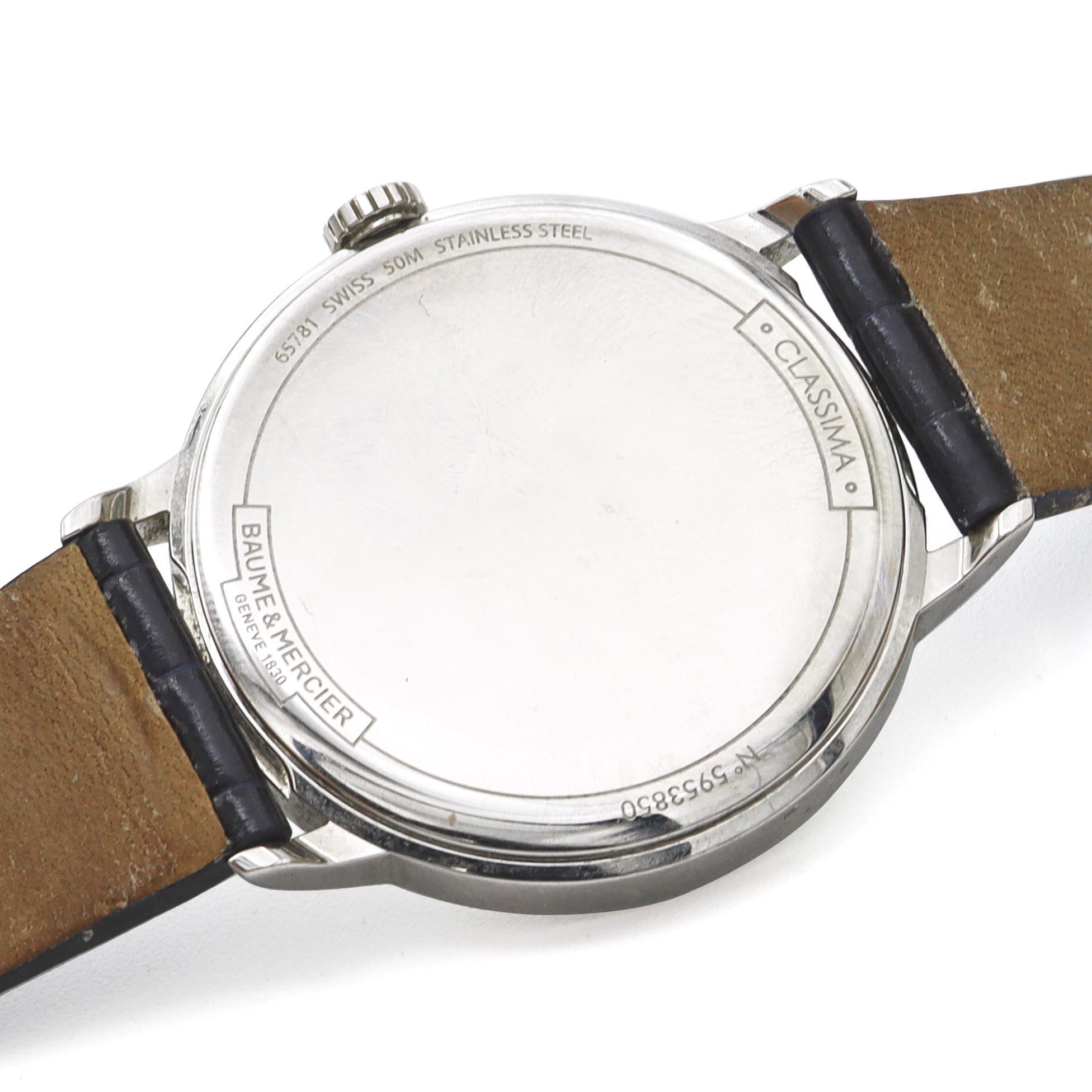 Baume & Mercier Classima Diamond Accent MOP Dial Men's Date Quartz Watch In Good Condition In New York, NY