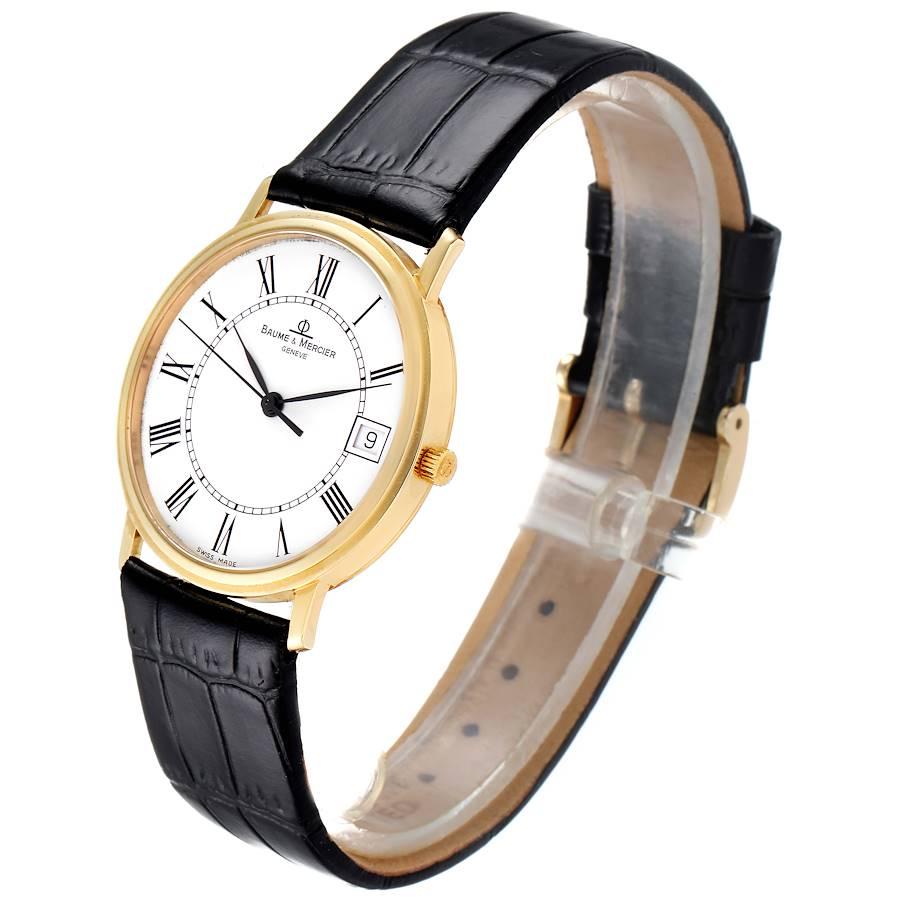 Men's Baume Mercier Classima Ultra Thin 18K Yellow Gold Quartz Watch MV045093 For Sale