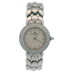 Baume & Mercier Classique Montre habillée en or blanc 18 carats avec lunette et diamants